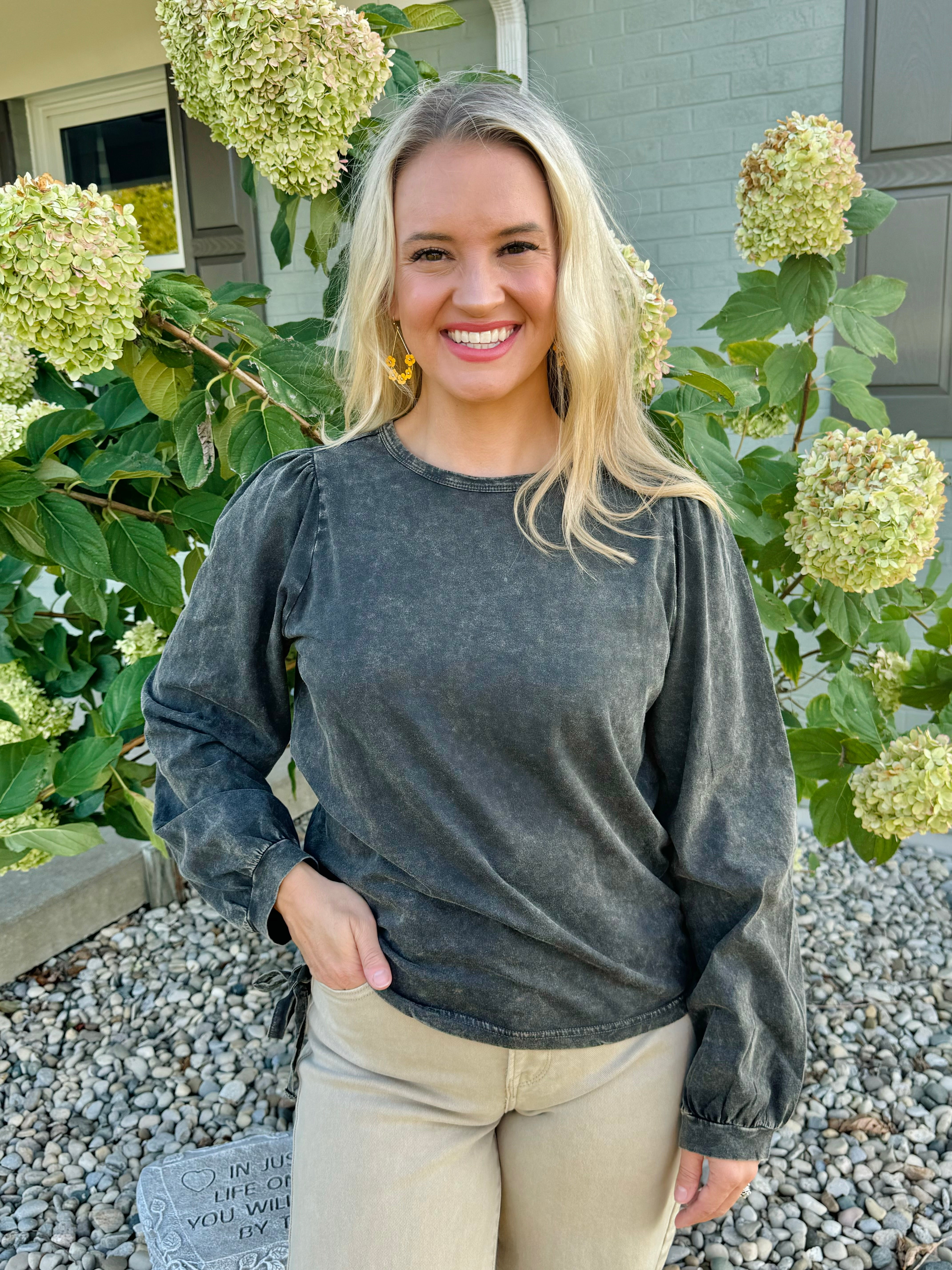 Mineral Washed Drawstring Top-110 Long Sleeve Top-The Lovely Closet-The Lovely Closet, Women's Fashion Boutique in Alexandria, KY