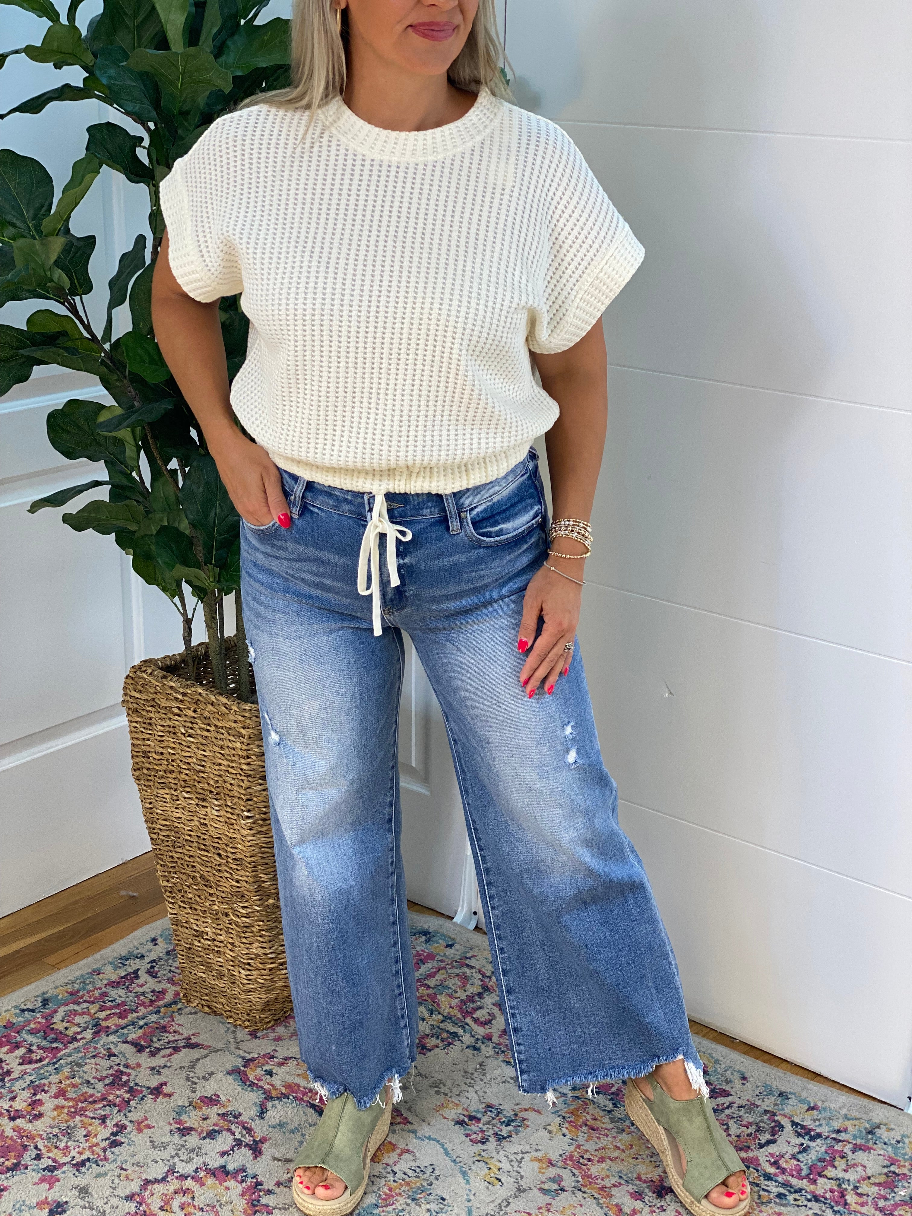 RISEN High Rise Crop Wide Leg-210 Jeans-Risen-The Lovely Closet, Women's Fashion Boutique in Alexandria, KY