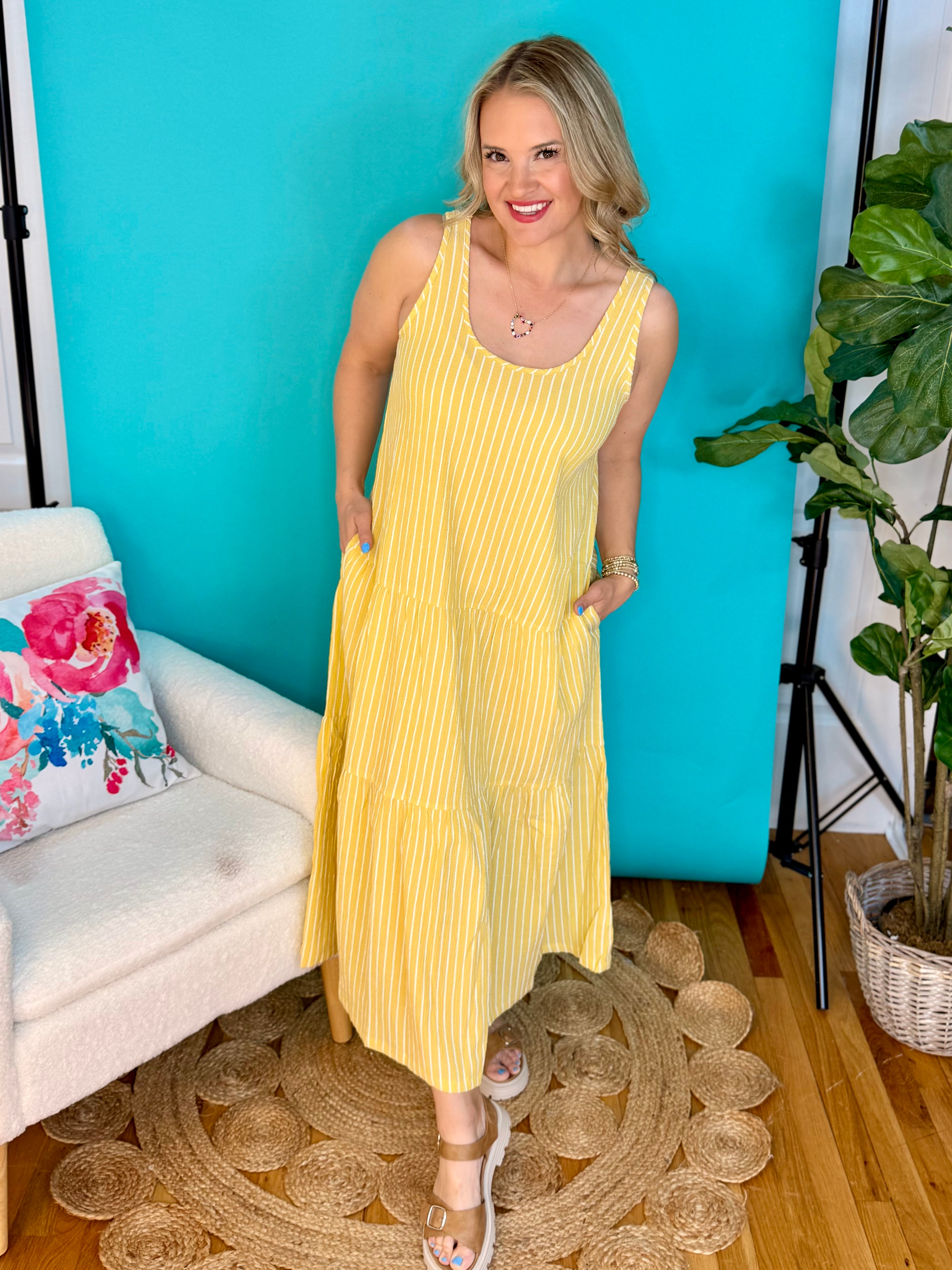 Sunshine Striped Maxi Dress - Yellow-180 Dresses-eesome-The Lovely Closet, Women's Fashion Boutique in Alexandria, KY