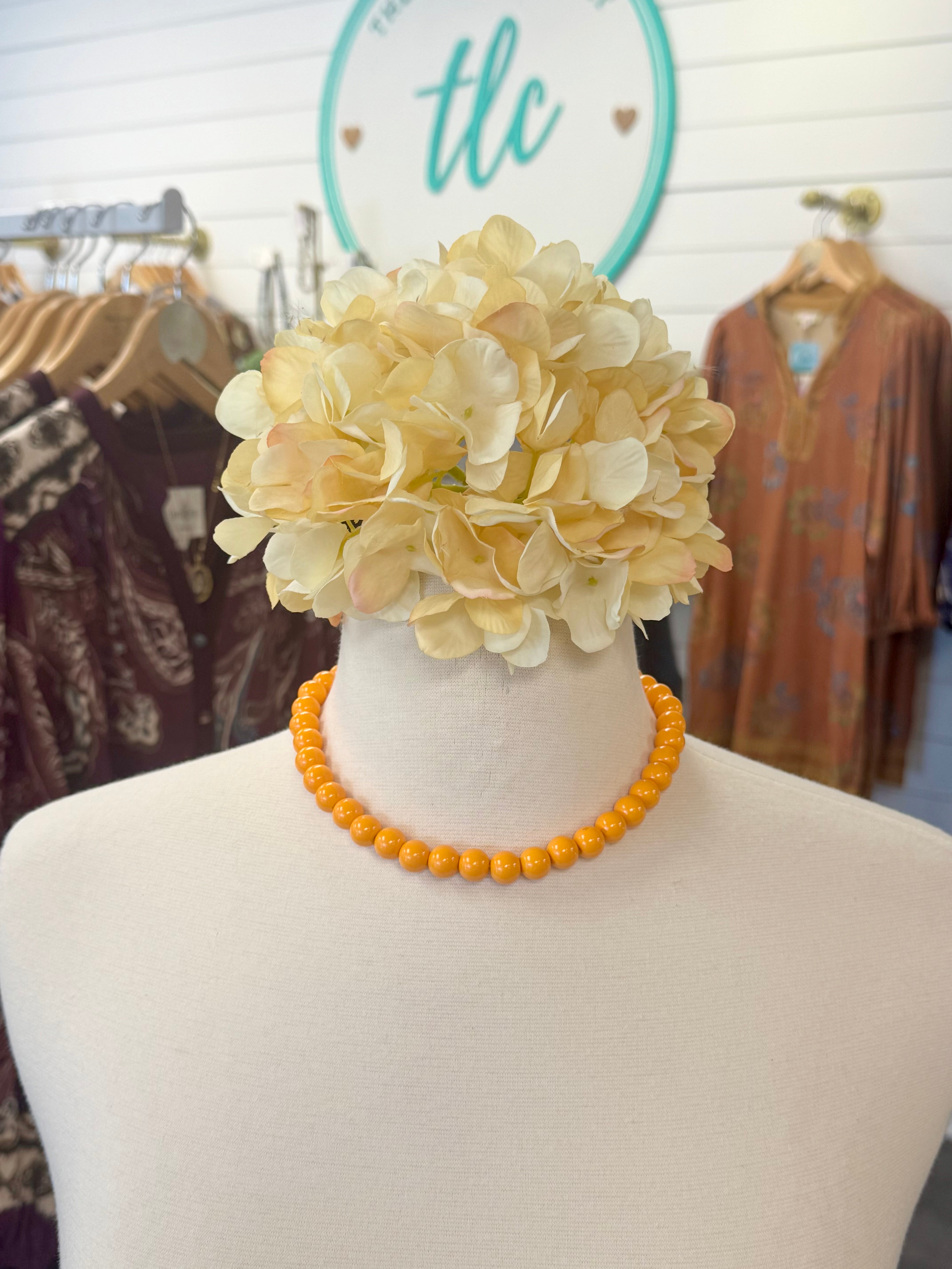 Tangerine Truffle Candy Bead Necklace-280 Accessories-Golden Stella-The Lovely Closet, Women's Fashion Boutique in Alexandria, KY