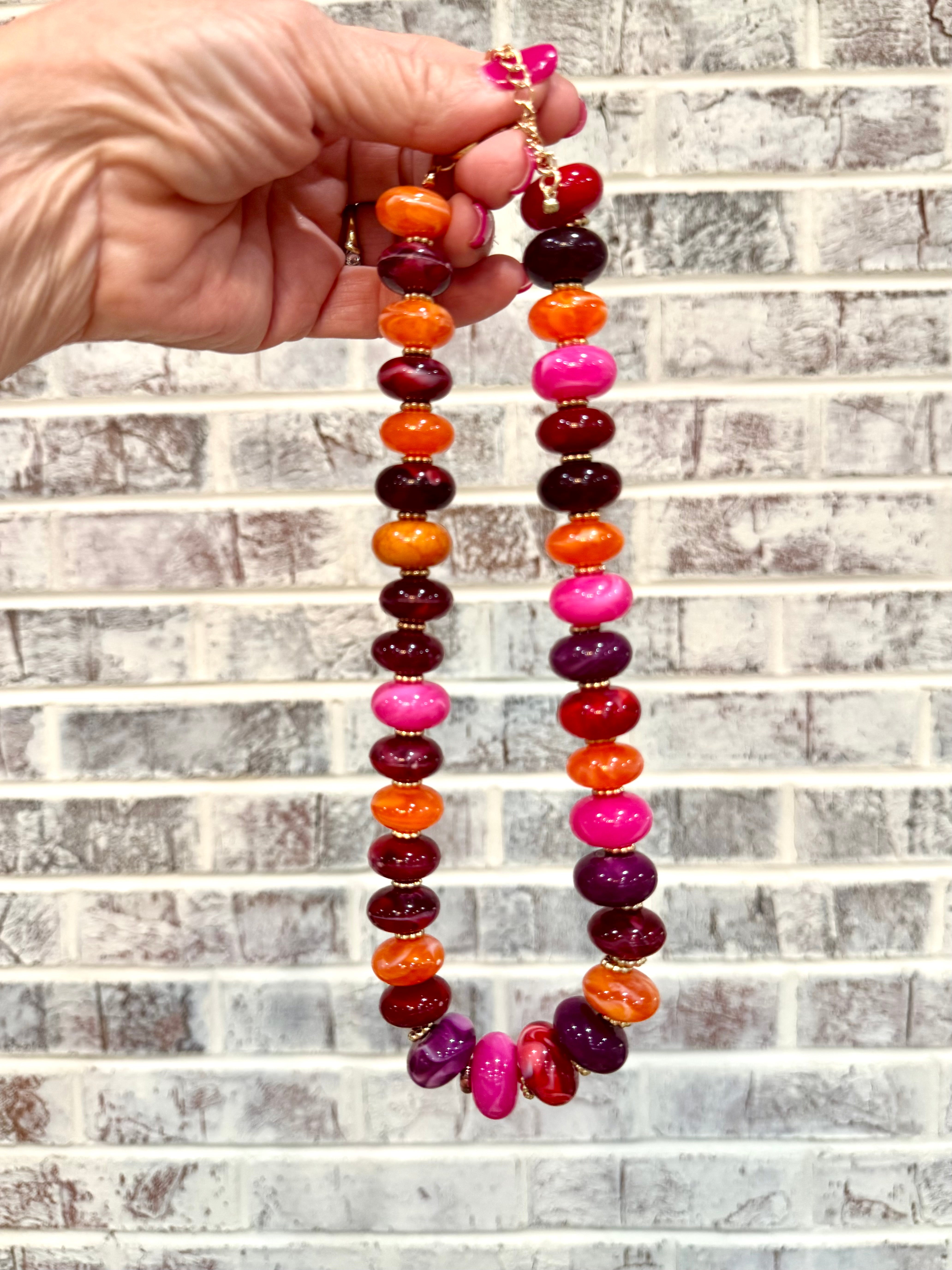 Rasberry Kiss Candy Bead Necklace-280 Accessories-Golden Stella-The Lovely Closet, Women's Fashion Boutique in Alexandria, KY