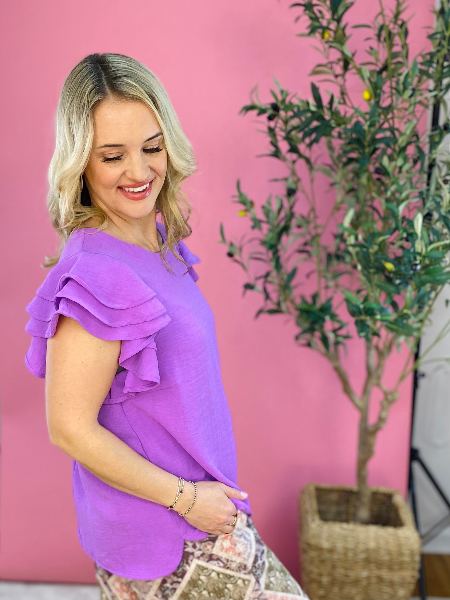 Lovely Lavender Blouse-100 Short Sleeve Tops-The Lovely Closet-The Lovely Closet, Women's Fashion Boutique in Alexandria, KY