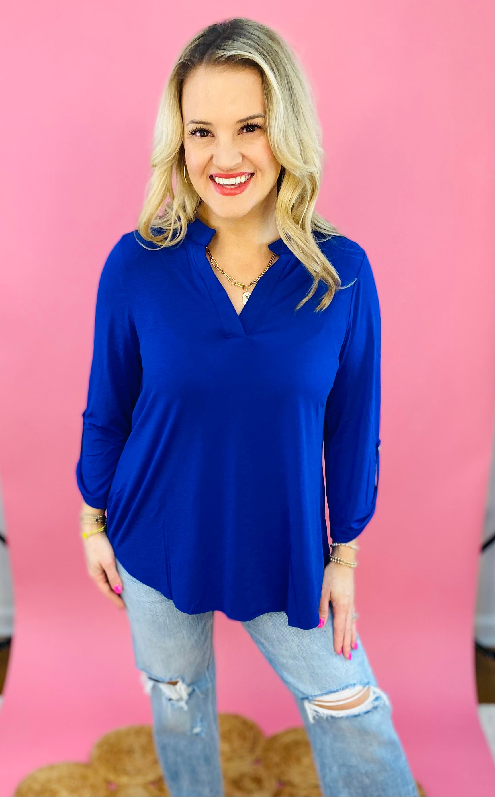 Lizzy Top Royal Blue-110 Long Sleeve Top-Dear Scarlett-The Lovely Closet, Women's Fashion Boutique in Alexandria, KY