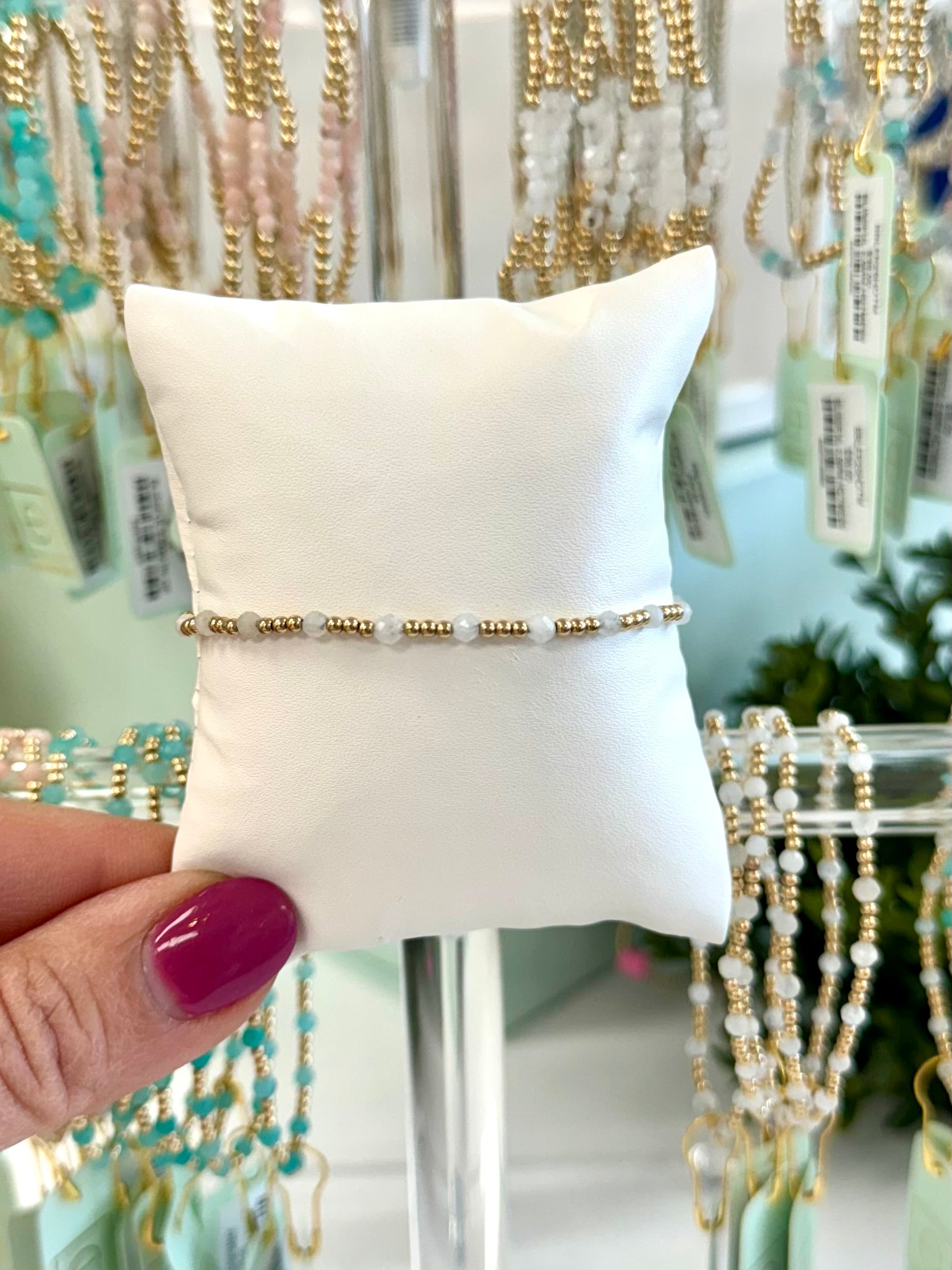 Sincerity Gold 3MM Gemstone Bracelet-260 eNewton-eNewton-The Lovely Closet, Women's Fashion Boutique in Alexandria, KY