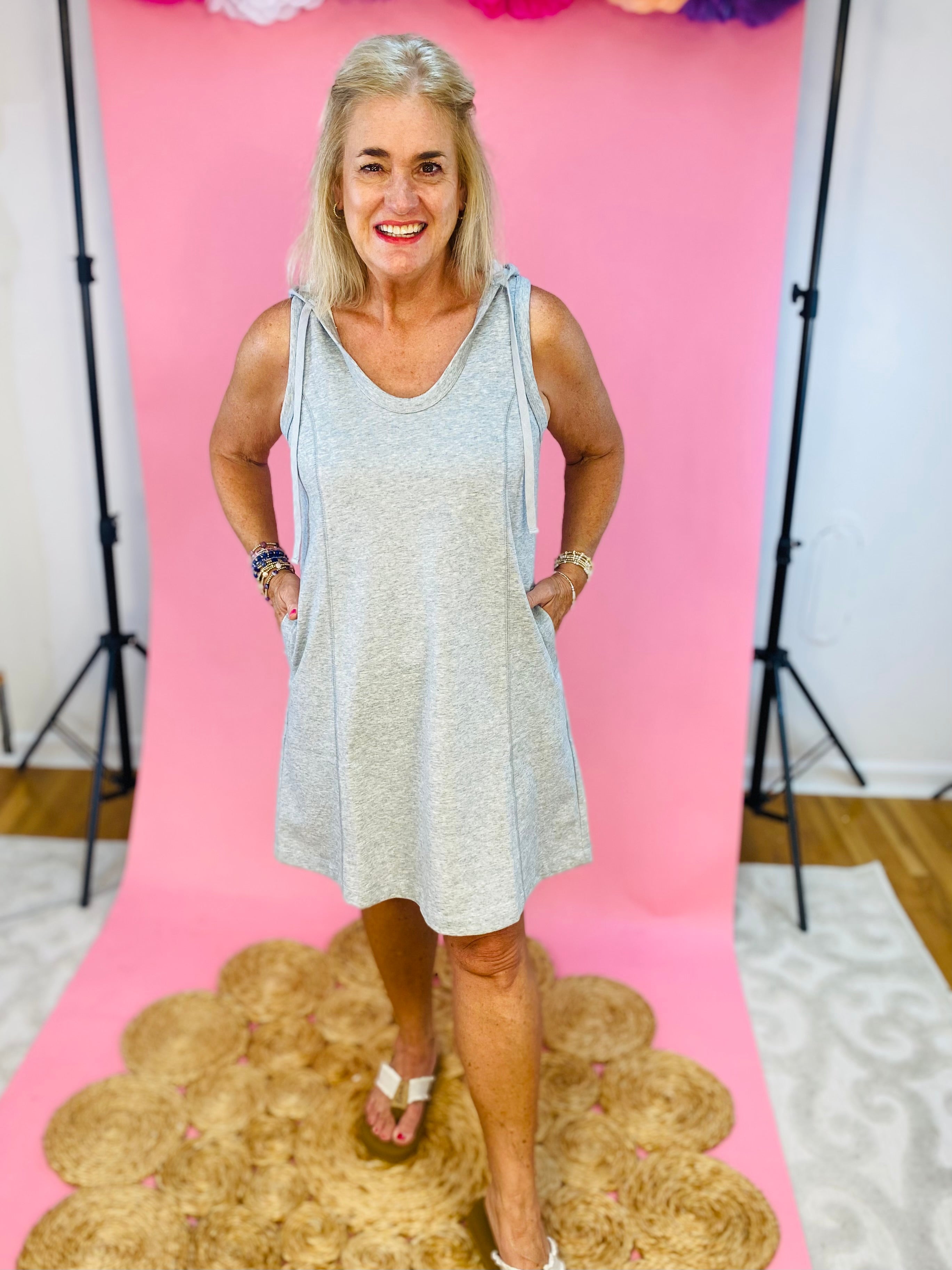 Burst of Sunshine Sporty Dress - Gray-180 Dresses-Doe and Rae-The Lovely Closet, Women's Fashion Boutique in Alexandria, KY