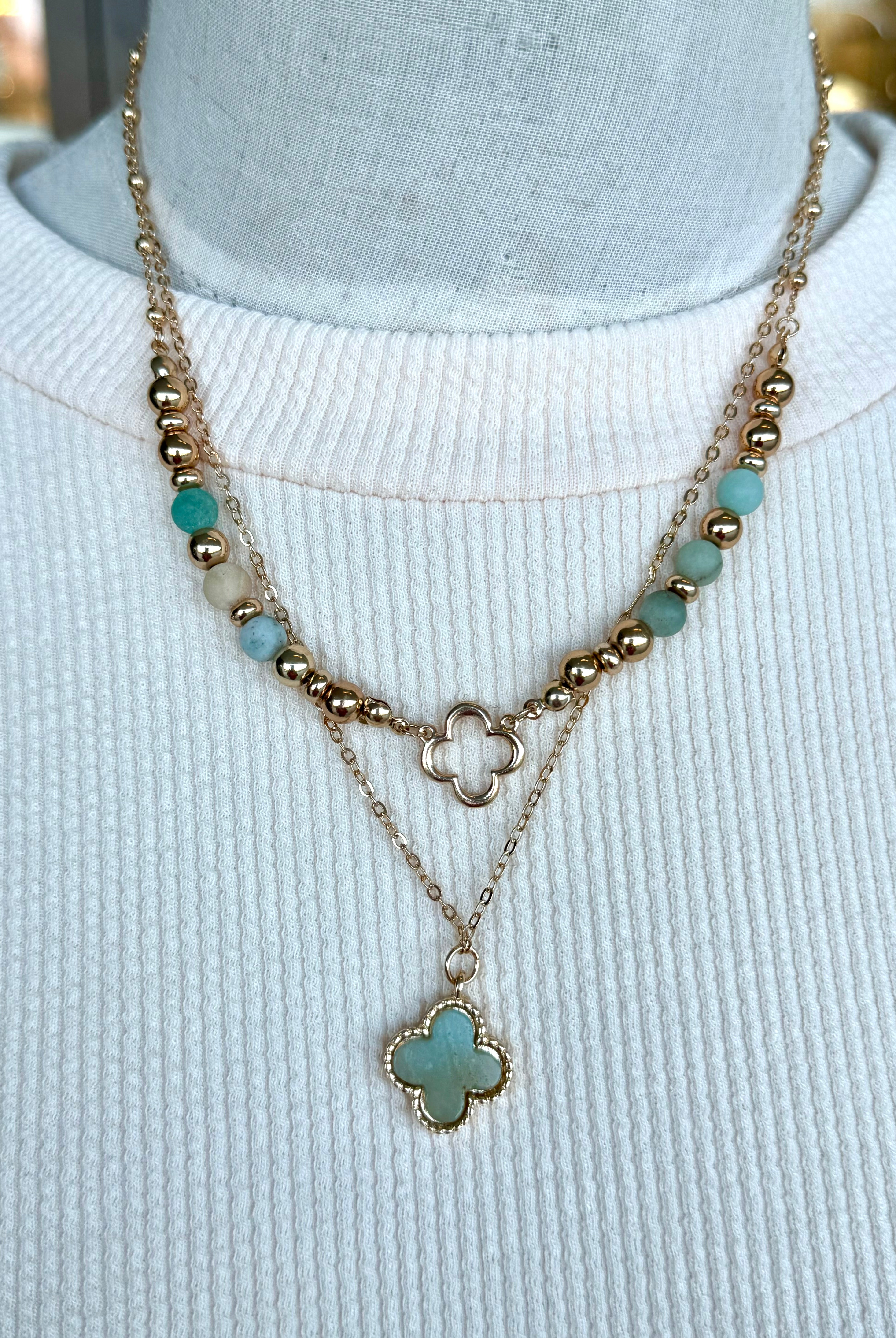 Salt Water Clover Necklace-The Lovely Closet-The Lovely Closet, Women's Fashion Boutique in Alexandria, KY