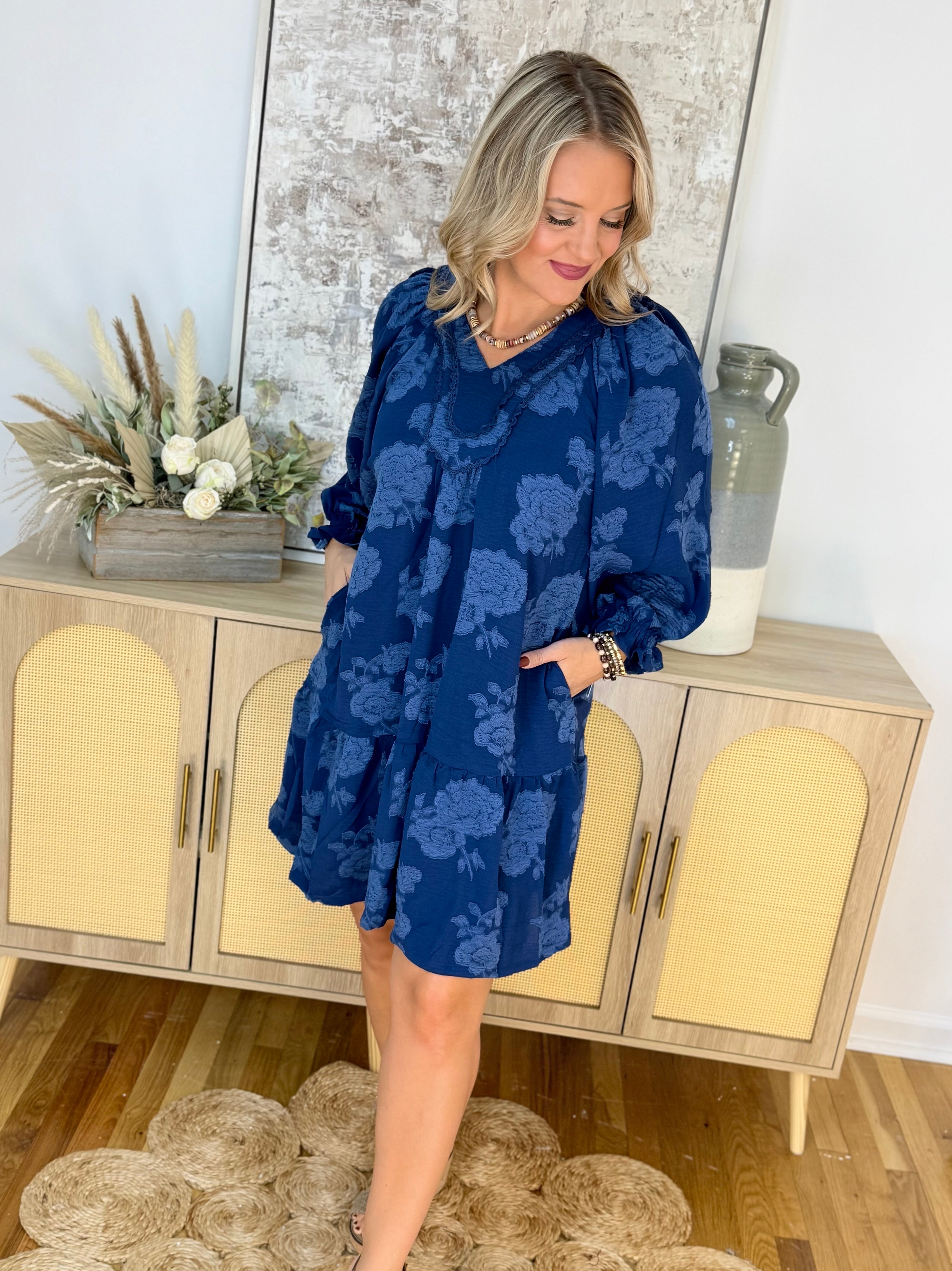 Sapphire Season Dress-180 Dresses-Umgee-The Lovely Closet, Women's Fashion Boutique in Alexandria, KY