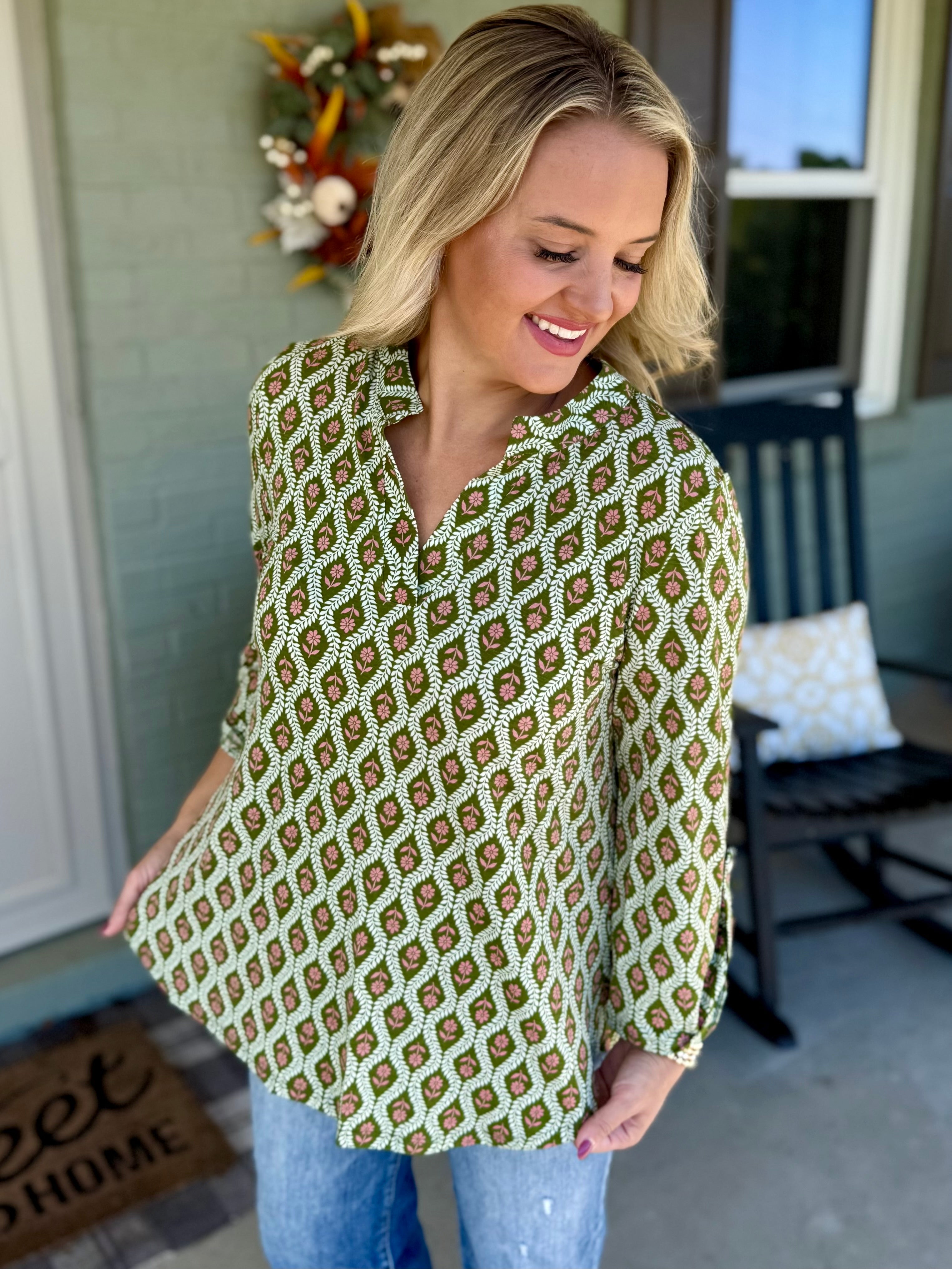 Lizzy - Fall Floral Print Top-110 Long Sleeve Top-Dear Scarlett-The Lovely Closet, Women's Fashion Boutique in Alexandria, KY