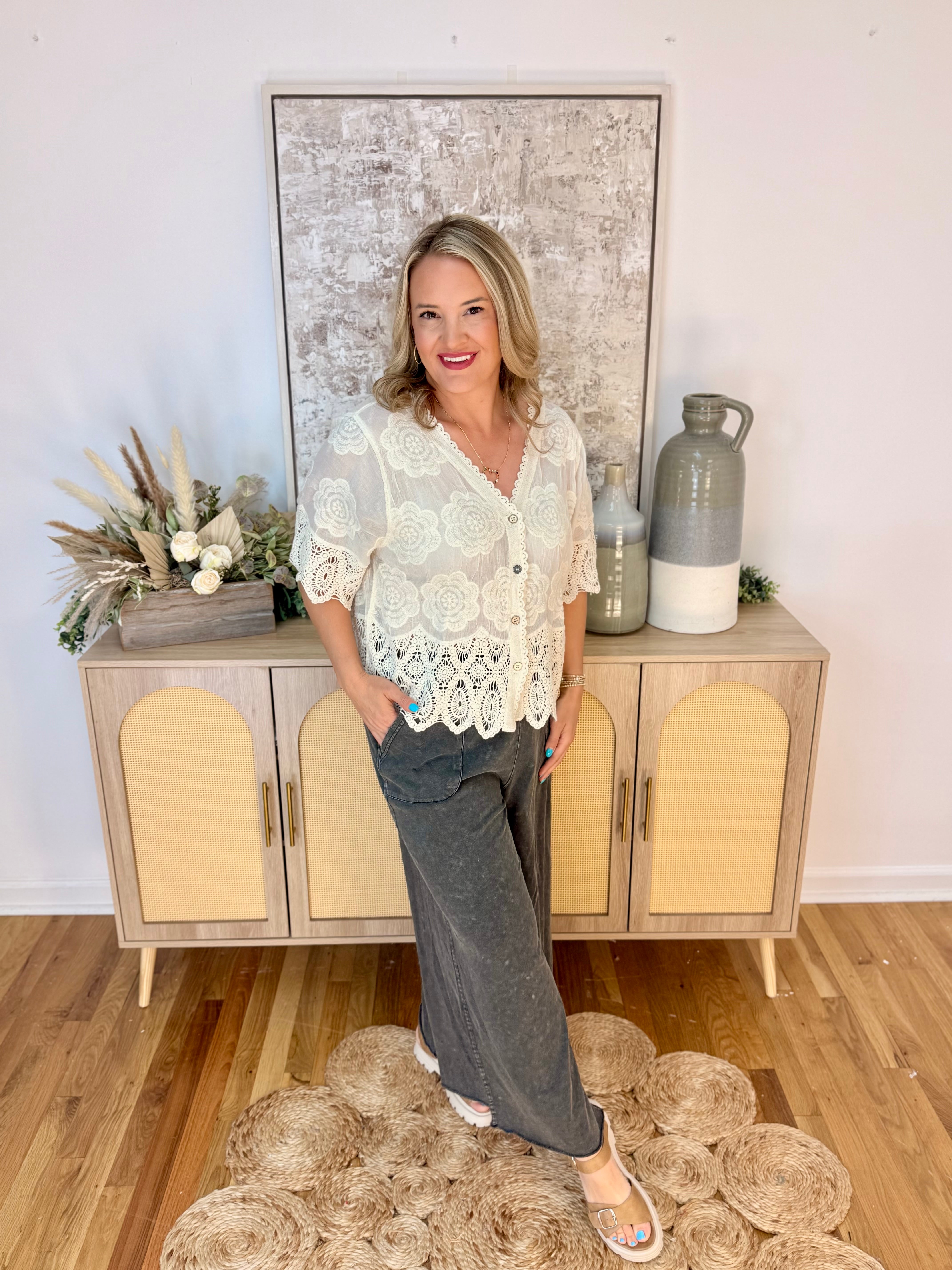 Lovely Moments Lace Cardigan - Onesize-100 Short Sleeve Tops-Pol Clothing-The Lovely Closet, Women's Fashion Boutique in Alexandria, KY