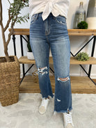 RISEN High Rise Straight Jeans - Dark-210 Jeans-The Lovely Closet-The Lovely Closet, Women's Fashion Boutique in Alexandria, KY