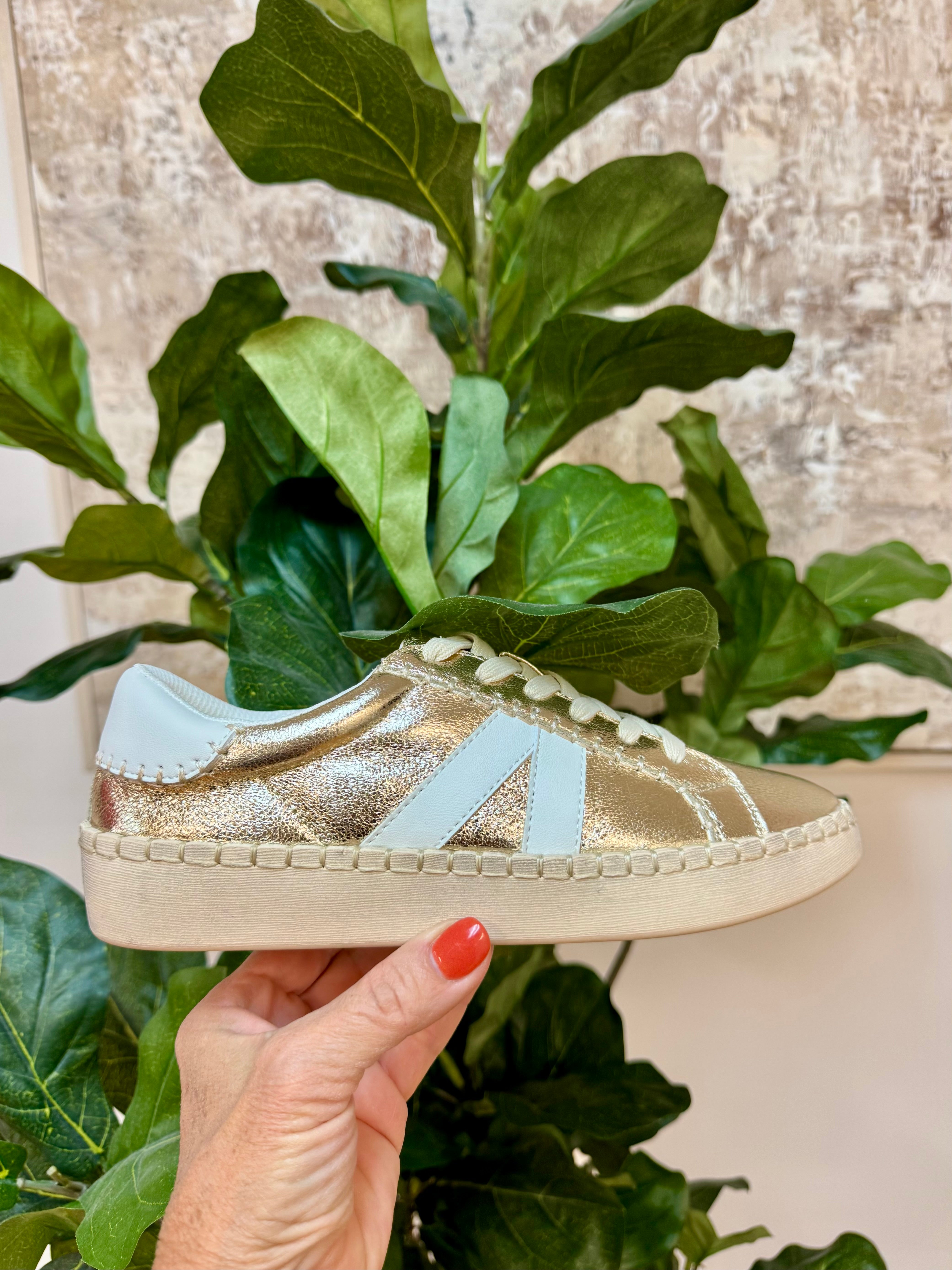 Corkys Friend Zone - Gold Crinkle Metallic-270 Shoes-Corkys-The Lovely Closet, Women's Fashion Boutique in Alexandria, KY