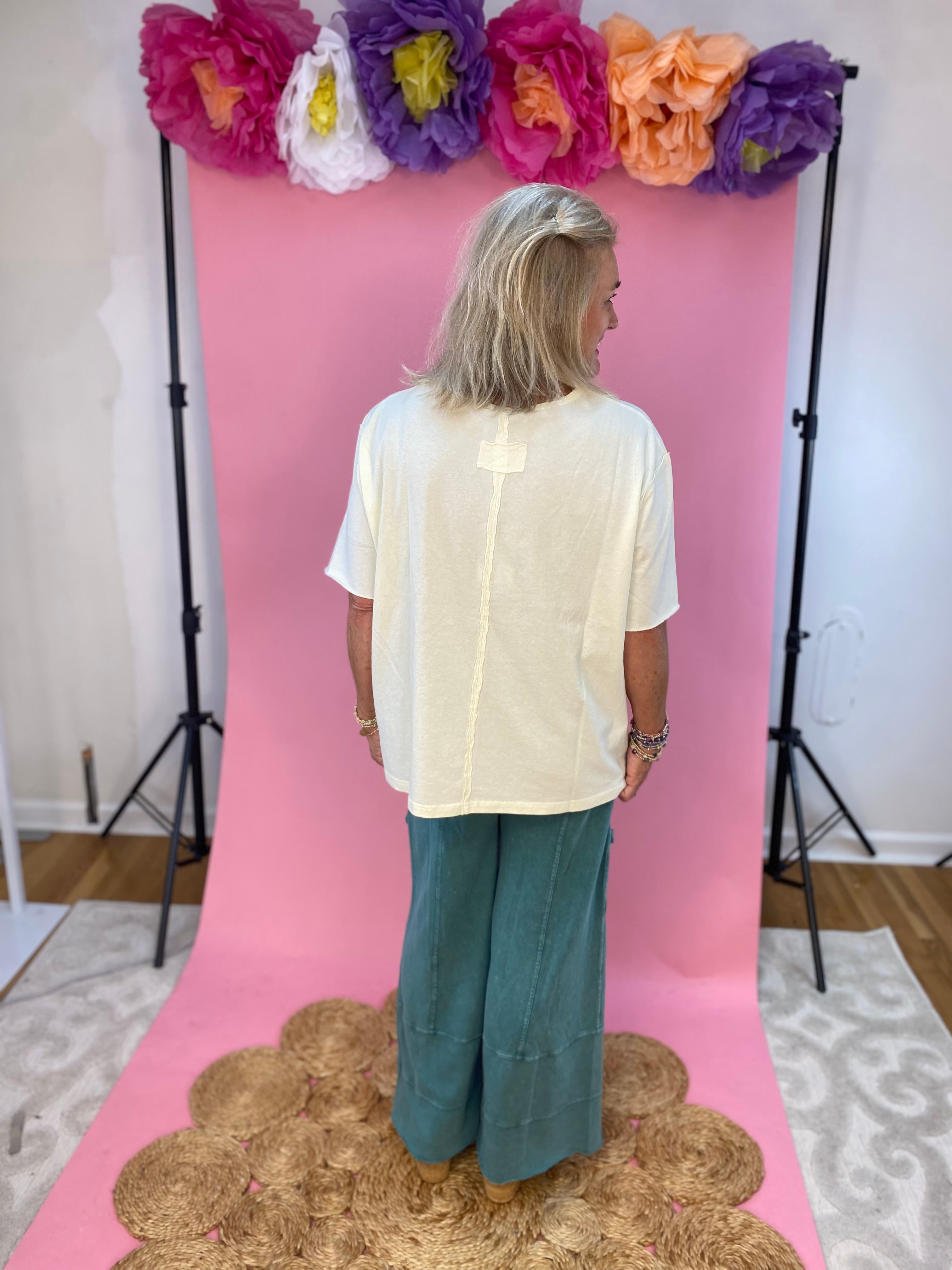 Daisy Patch Floral Applique Top-100 Short Sleeve Tops-Sage + Fig-The Lovely Closet, Women's Fashion Boutique in Alexandria, KY