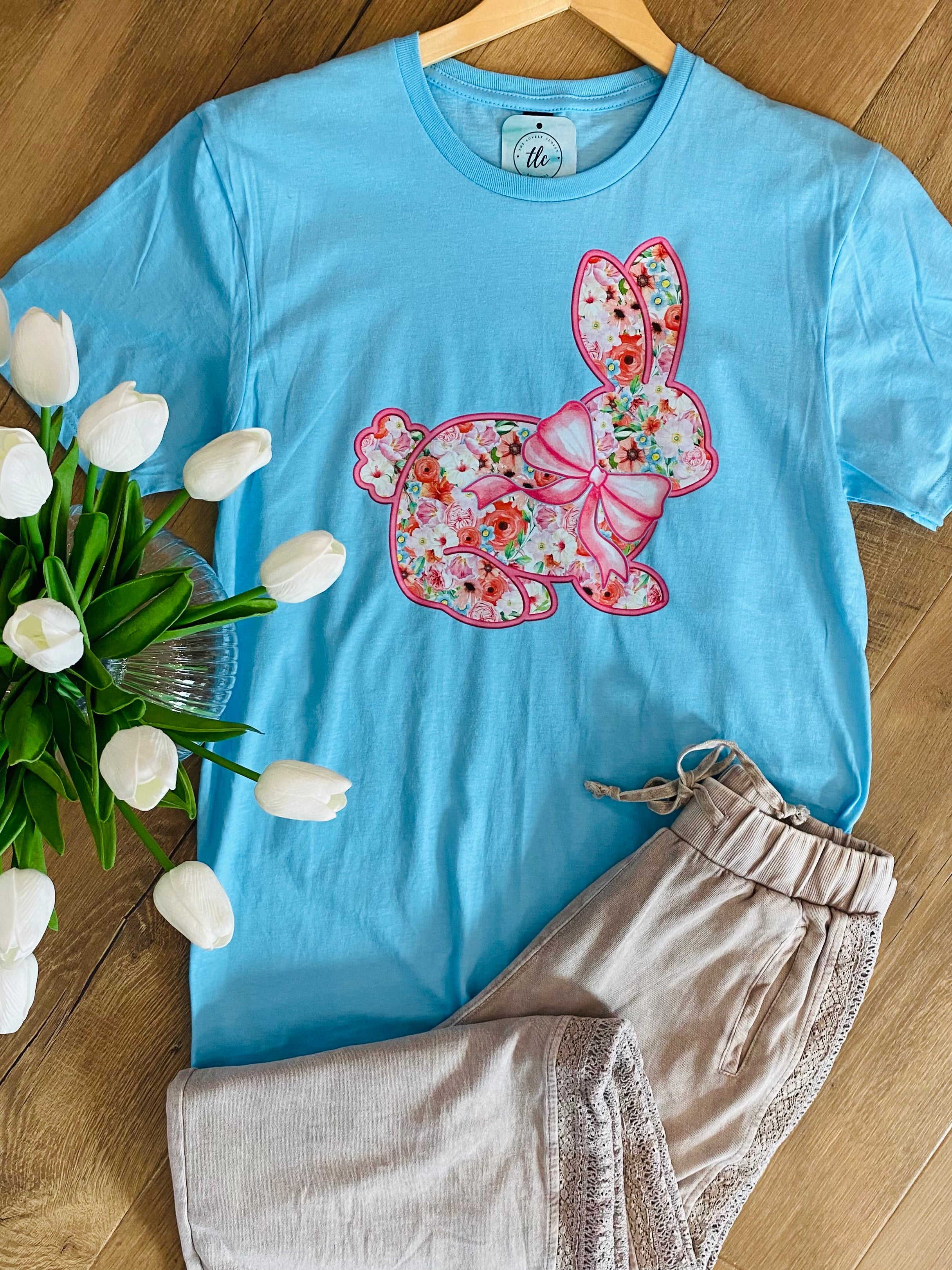 Peter Cottontail Floral Bunny Graphic T-Shirt-135 T-Shirt Bar-The Lovely Closet-The Lovely Closet, Women's Fashion Boutique in Alexandria, KY