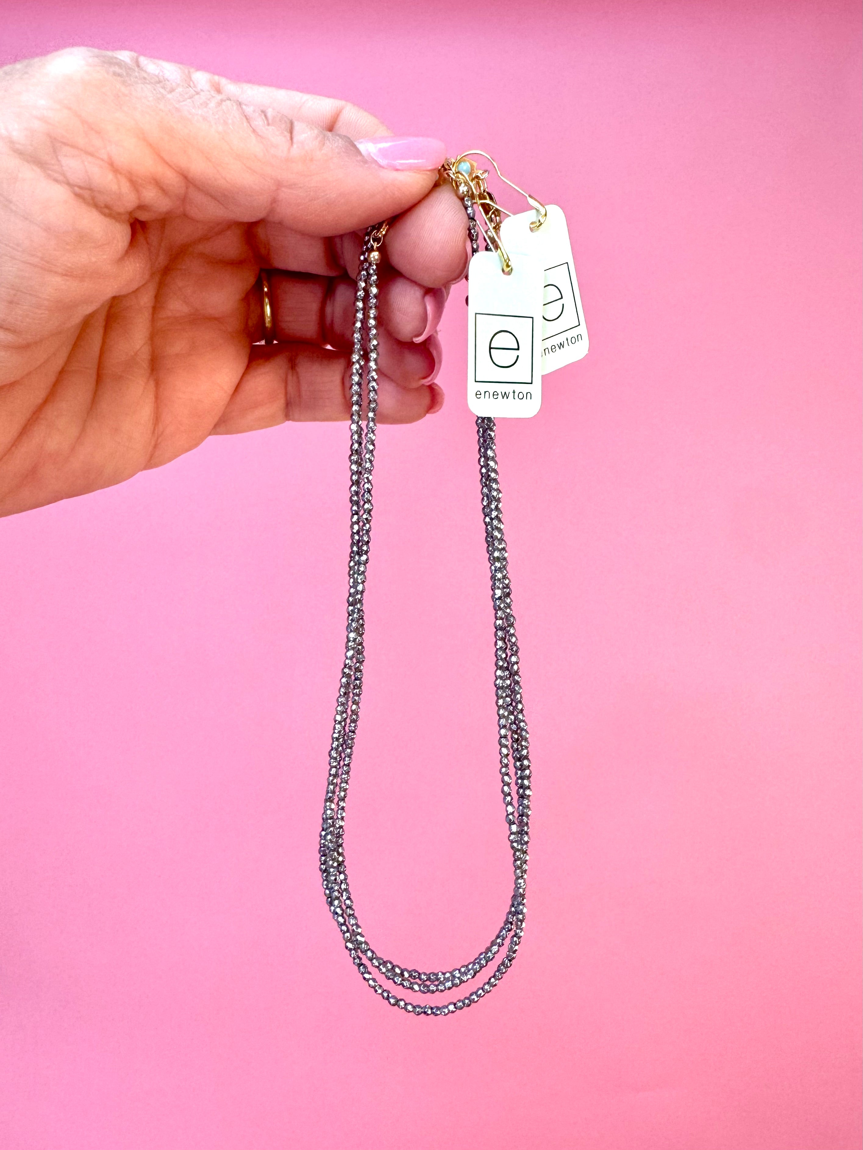 Silver Hematite Choker-260 eNewton-eNewton-The Lovely Closet, Women's Fashion Boutique in Alexandria, KY