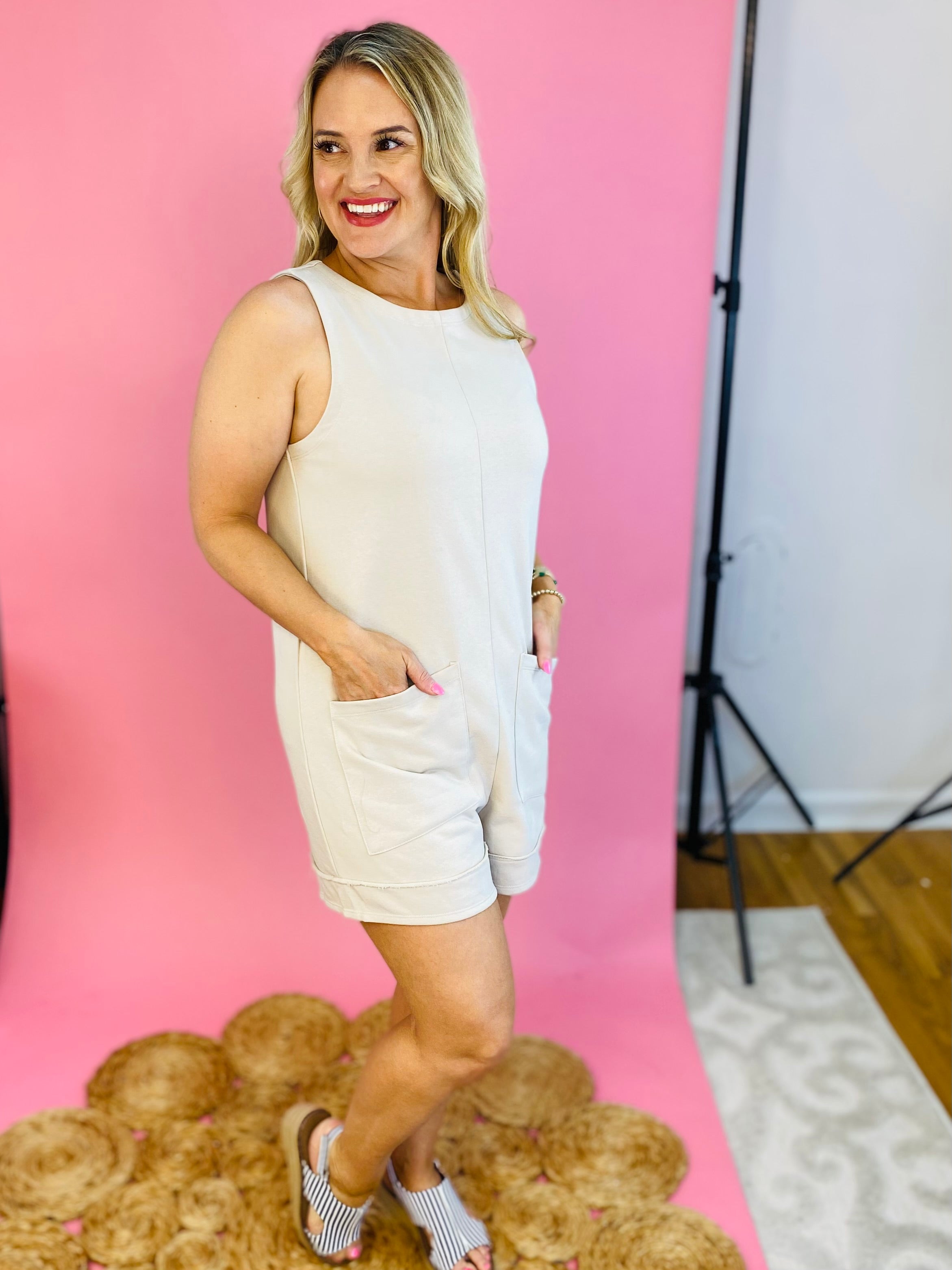 Beach Escape Romper - Off White-190 Rompers/Jumpsuits/Sets-Doe and Rae-The Lovely Closet, Women's Fashion Boutique in Alexandria, KY
