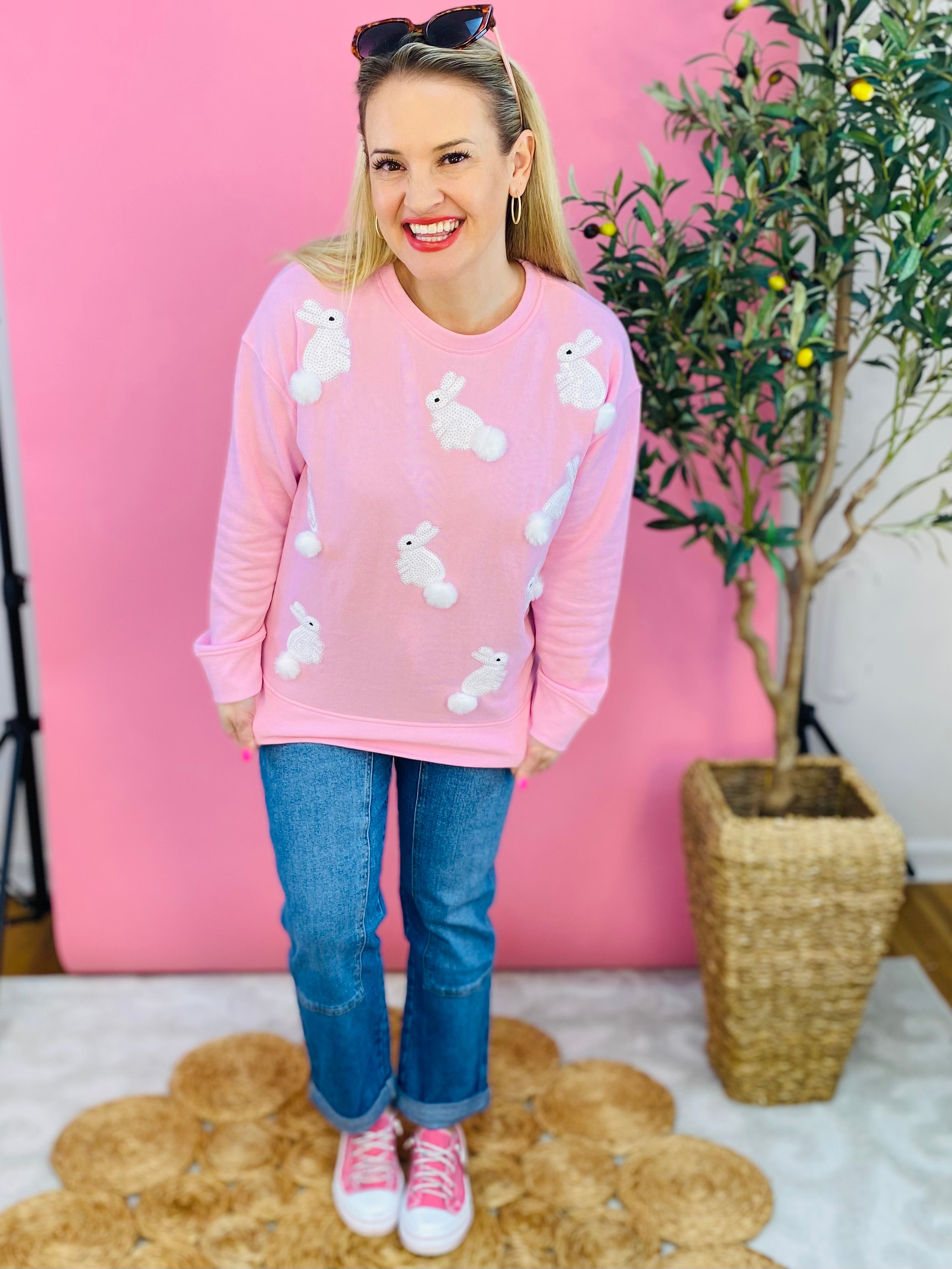 Hoppy Easter Sequin Bunny Pullover-110 Long Sleeve Top-Jane Marie-The Lovely Closet, Women's Fashion Boutique in Alexandria, KY