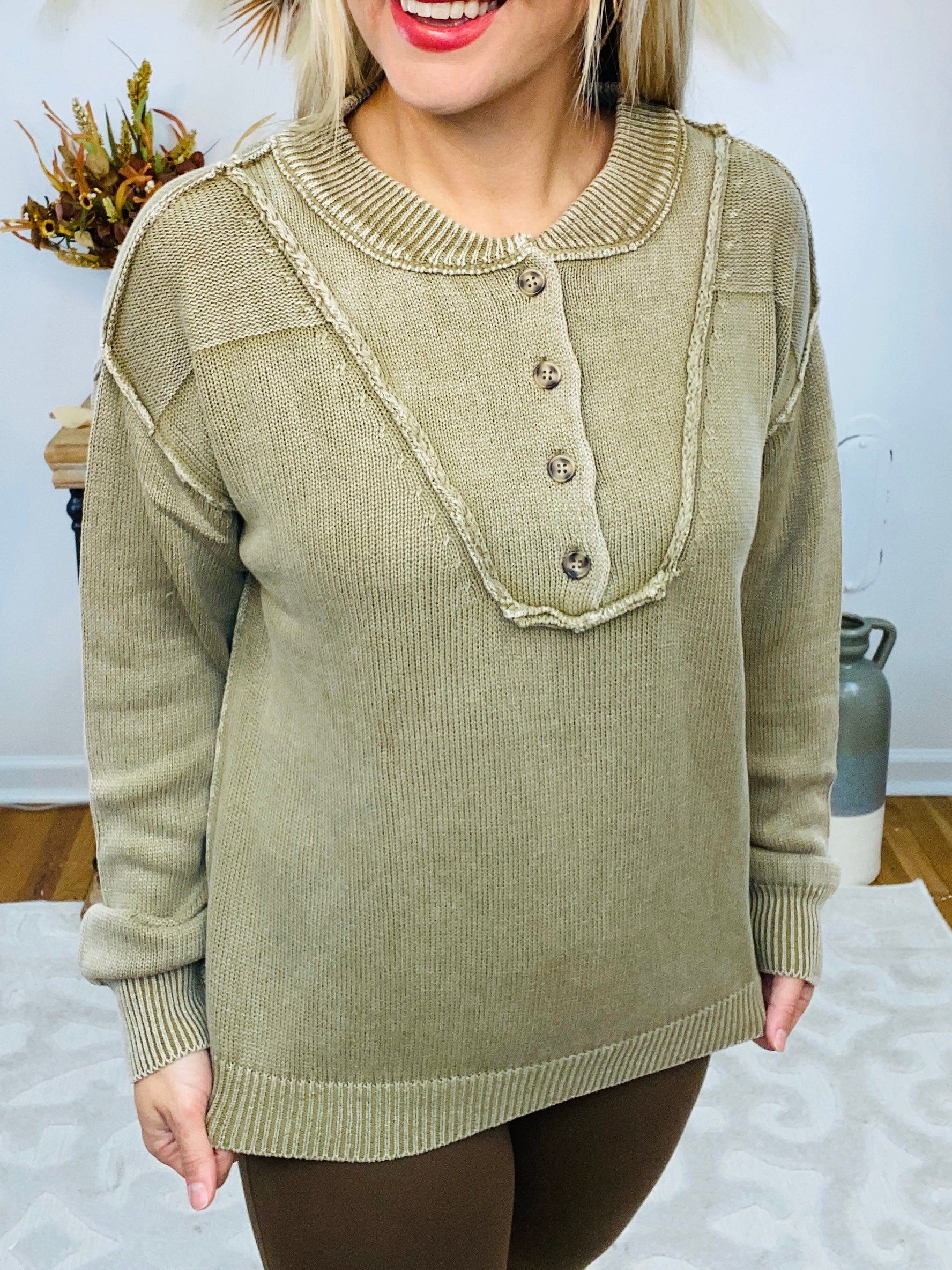 FINAL SALE - Falling For Classics Sweater - Olive-140 Sweaters-The Lovely Closet-The Lovely Closet, Women's Fashion Boutique in Alexandria, KY