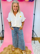 Floral Crochet Linen Blend Top-100 Short Sleeve Tops-Anniewear-The Lovely Closet, Women's Fashion Boutique in Alexandria, KY