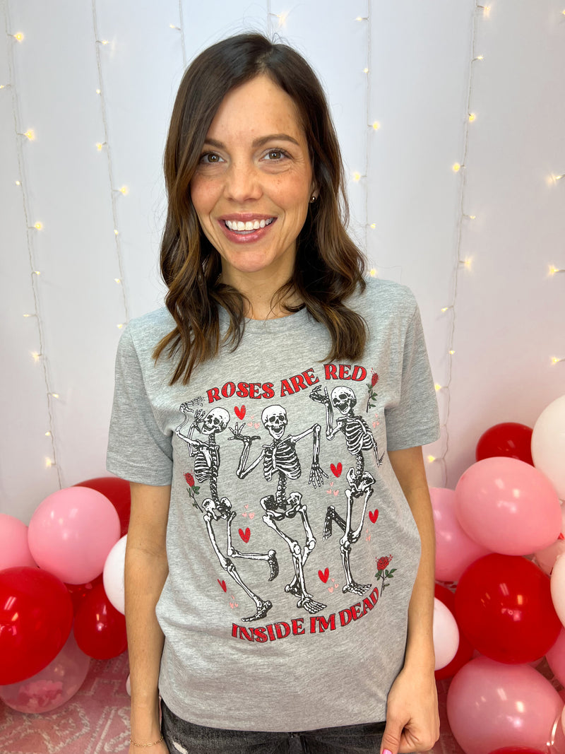 FINAL SALE Roses Are Red, Inside I’m Dead Graphic T-Shirt-Graphic T's-The Lovely Closet-The Lovely Closet, Women's Fashion Boutique in Alexandria, KY