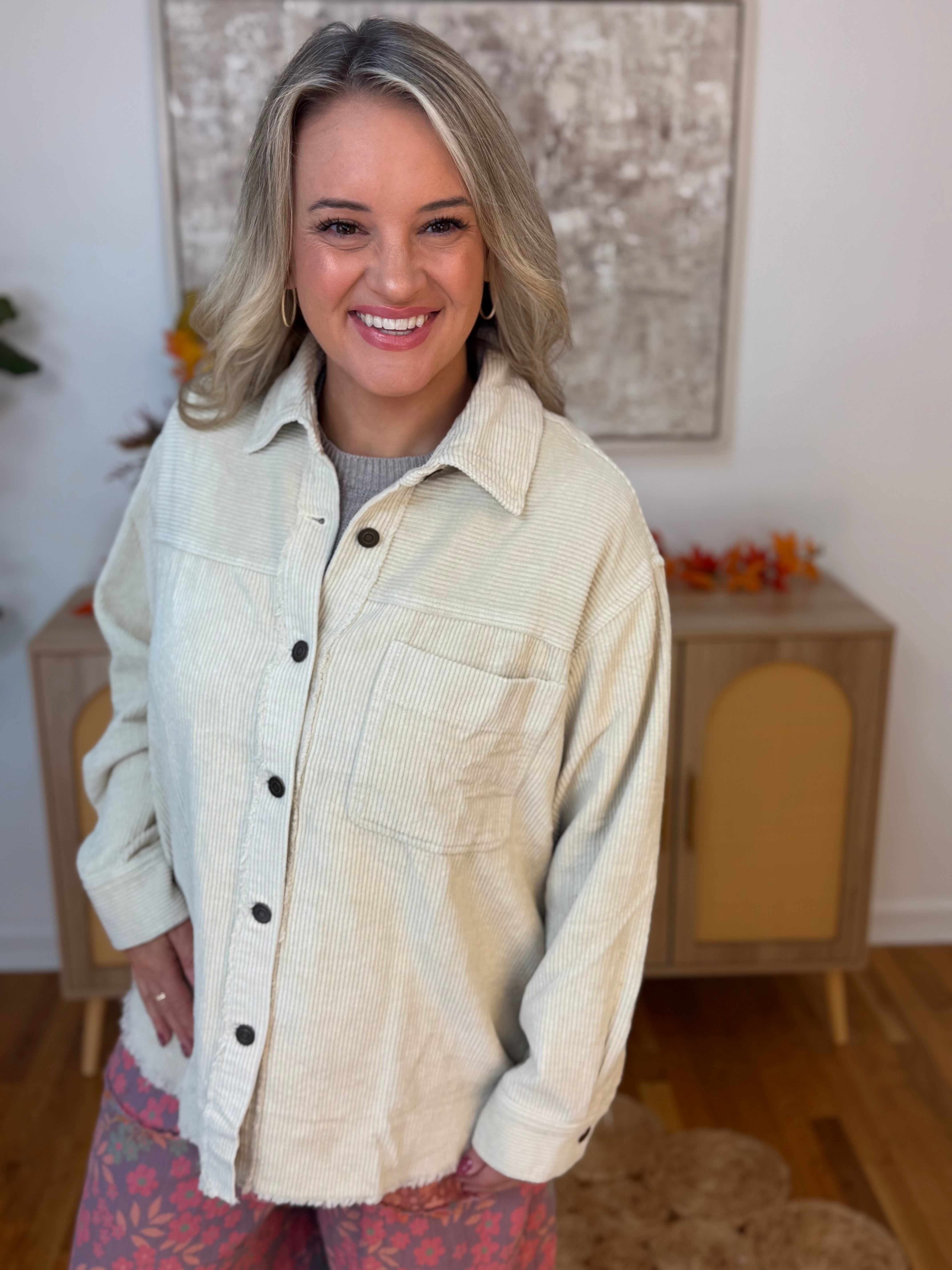 Urban Edge Oversized Shacked - Cream-170 Jackets/Outerwear-La Miel-The Lovely Closet, Women's Fashion Boutique in Alexandria, KY