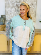 Mixed Print Long Sleeve Top-110 Long Sleeve Top-easel-The Lovely Closet, Women's Fashion Boutique in Alexandria, KY