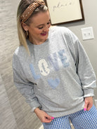 LOVE Appliqué Pullover-110 Long Sleeve Top-Main Strip-The Lovely Closet, Women's Fashion Boutique in Alexandria, KY