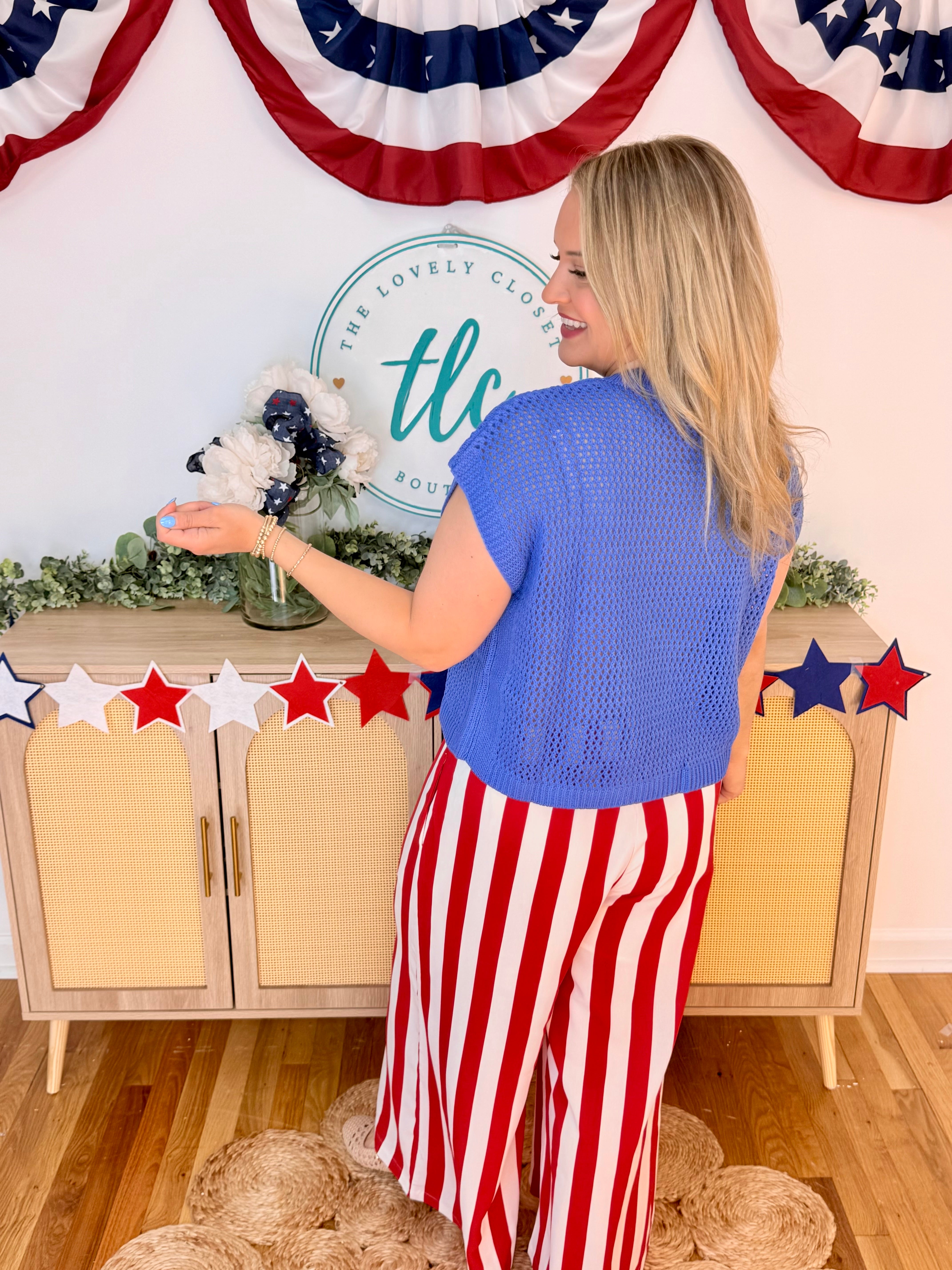 American Flag Open Stitch Top-120 Sleeveless Tops-Anniewear-The Lovely Closet, Women's Fashion Boutique in Alexandria, KY