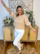 Soft Sands Short Sleeve Cardigan - Lt. Peach-100 Short Sleeve Tops-Blu Pepper-The Lovely Closet, Women's Fashion Boutique in Alexandria, KY