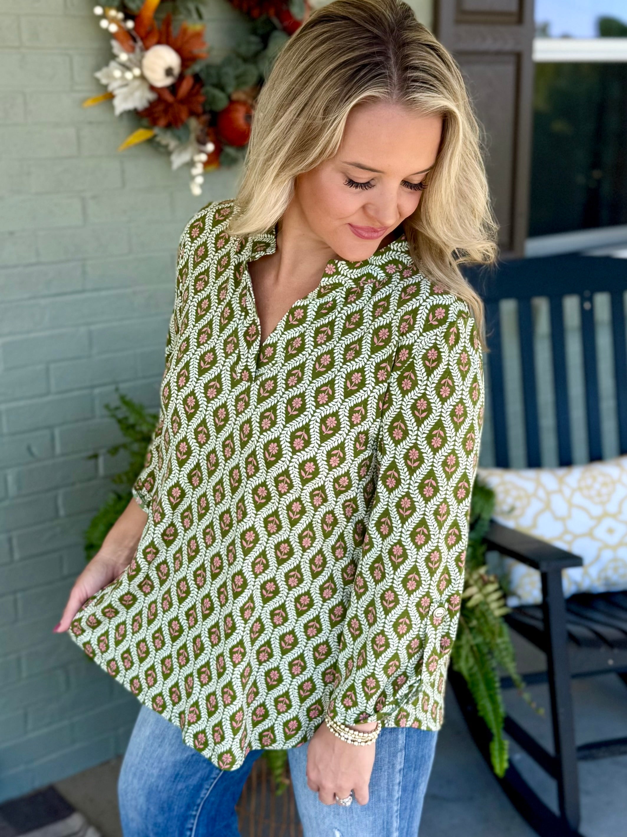 Lizzy - Fall Floral Print Top-110 Long Sleeve Top-Dear Scarlett-The Lovely Closet, Women's Fashion Boutique in Alexandria, KY