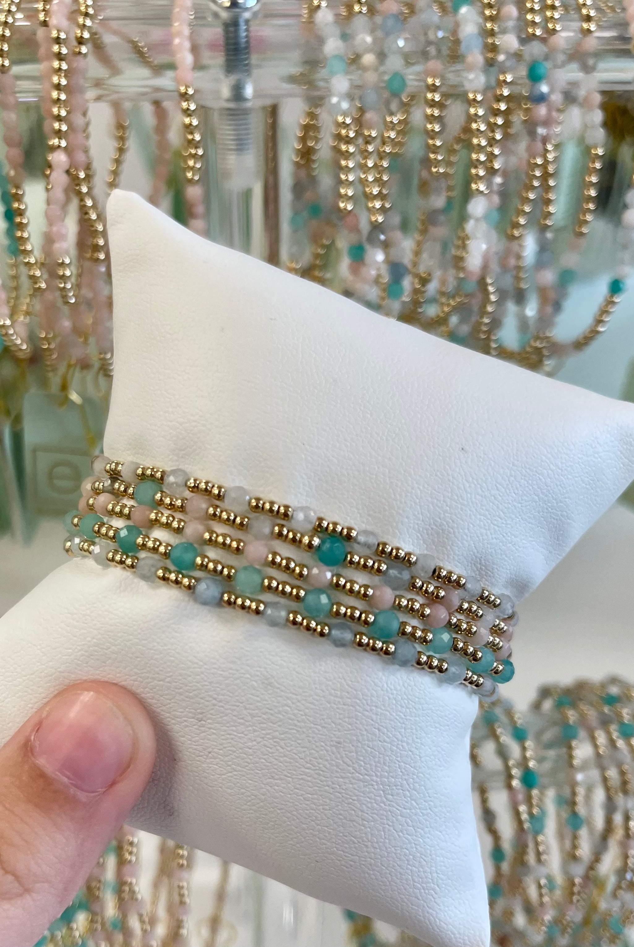 Sincerity Gold 3MM Gemstone Bracelet-bracelet-eNewton-The Lovely Closet, Women's Fashion Boutique in Alexandria, KY