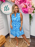 Coastal Blue Floral Lizzy Dress-180 Dresses-Dear Scarlett-The Lovely Closet, Women's Fashion Boutique in Alexandria, KY