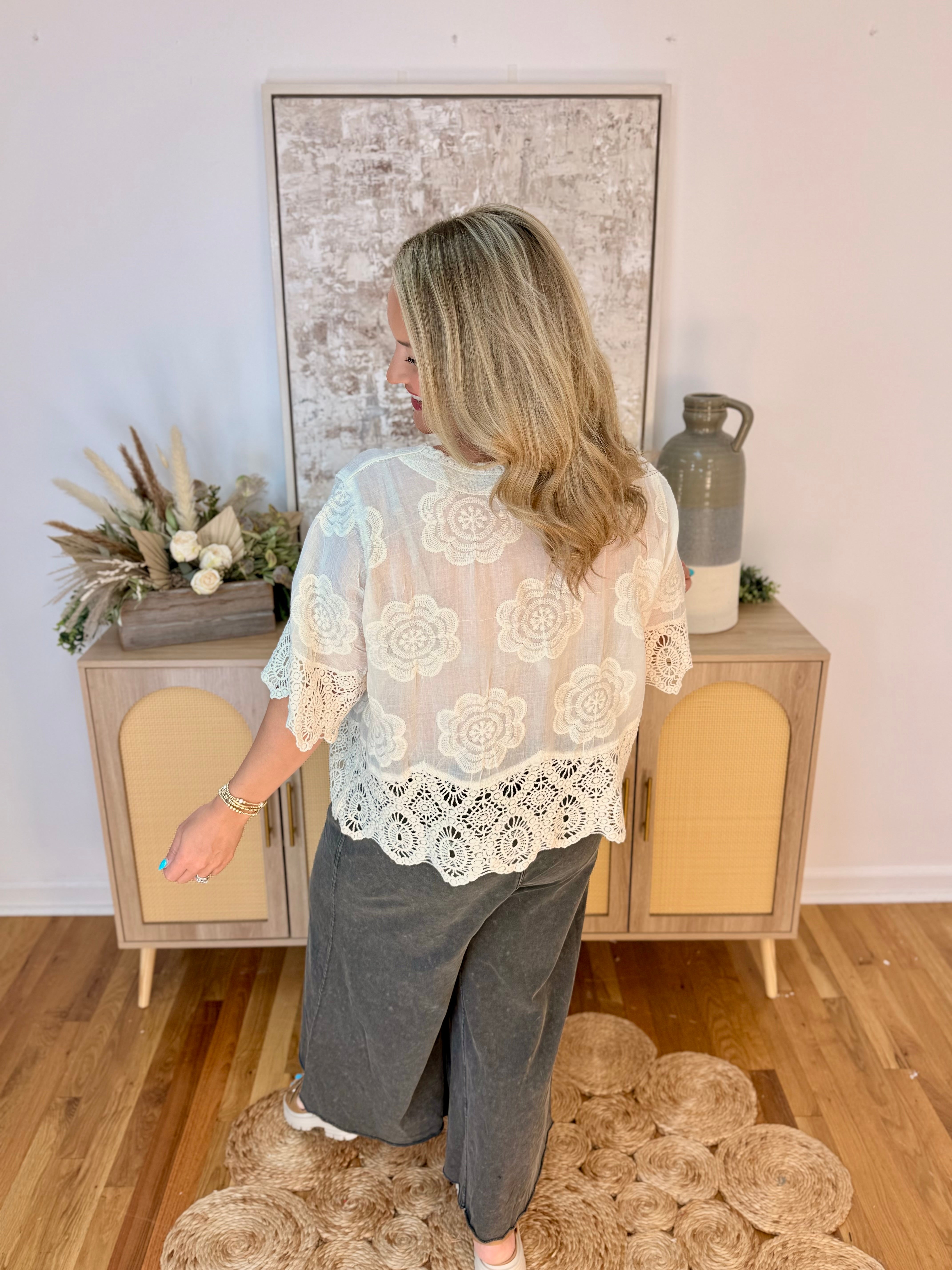 Lovely Moments Lace Cardigan - Onesize-100 Short Sleeve Tops-Pol Clothing-The Lovely Closet, Women's Fashion Boutique in Alexandria, KY