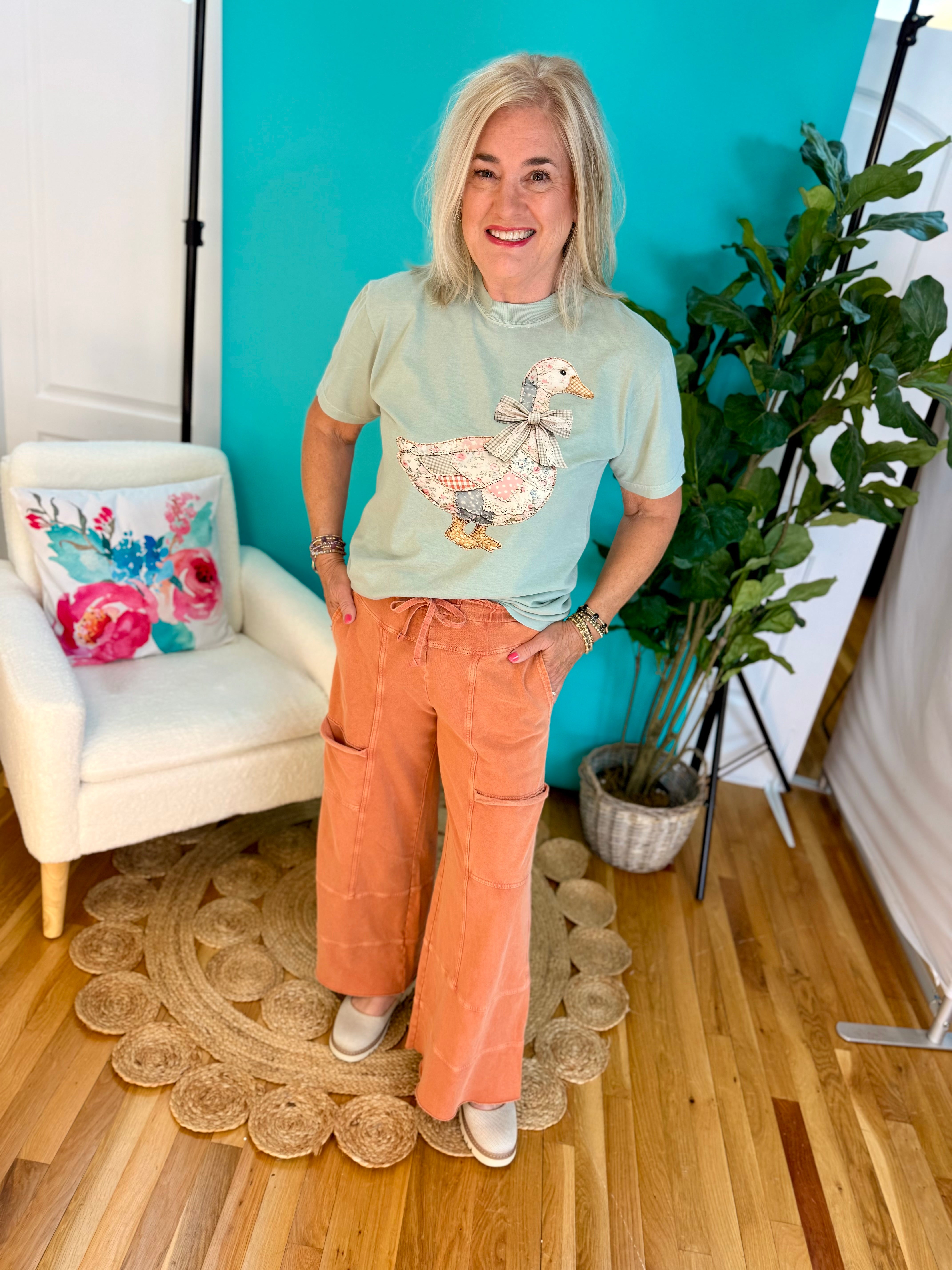 Relaxed Cargo Wide Leg Cropped Pants - Clay-240 Pants-easel-The Lovely Closet, Women's Fashion Boutique in Alexandria, KY
