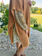 Onesize Waffle Hooded Cozy Knit Wrap - Honey-160 Cardigan/Kimonos-The Lovely Closet-The Lovely Closet, Women's Fashion Boutique in Alexandria, KY