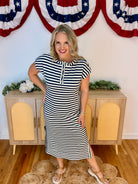 Classic Summer Midi Dress - Navy-180 Dresses-Blu Pepper-The Lovely Closet, Women's Fashion Boutique in Alexandria, KY