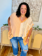 Lace Patchwork Oversized Top-100 Short Sleeve Tops-Pol Clothing-The Lovely Closet, Women's Fashion Boutique in Alexandria, KY