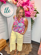 Lizzy Tank - Pink Tropic Zone-120 Sleeveless Tops-Dear Scarlett-The Lovely Closet, Women's Fashion Boutique in Alexandria, KY