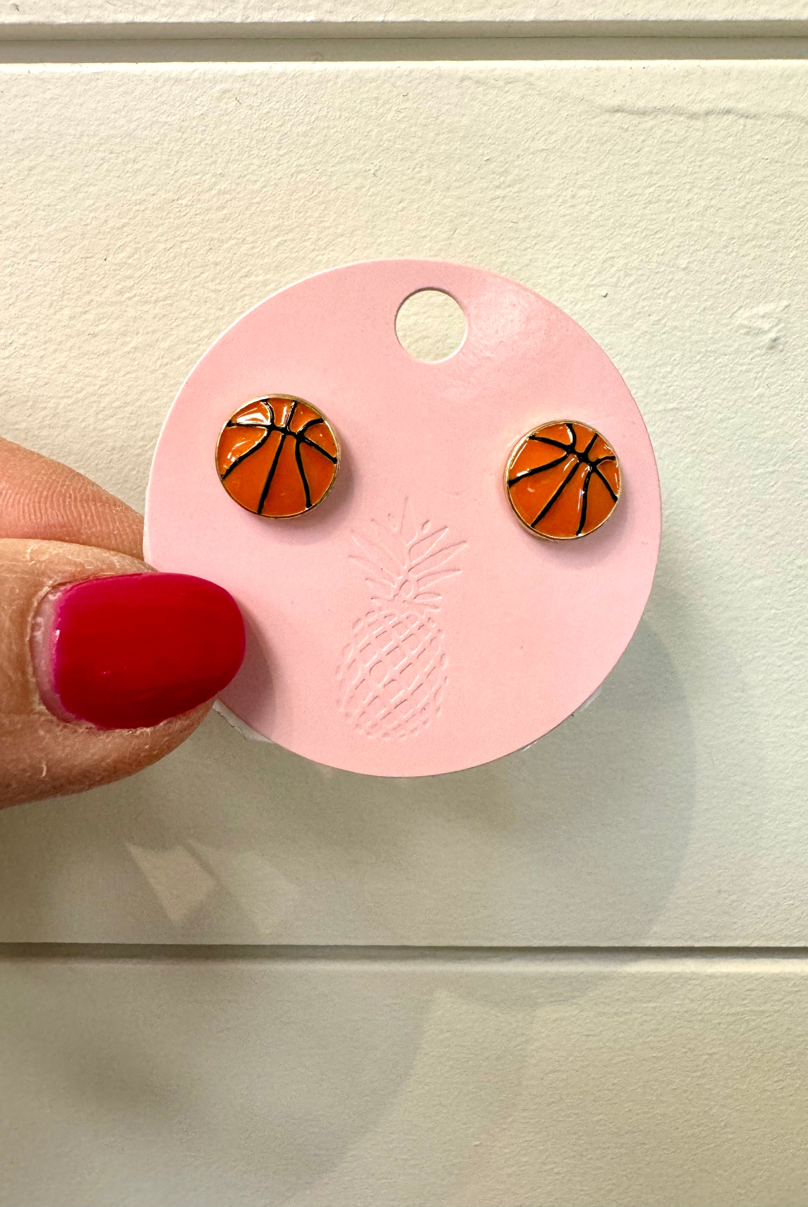 Basketball Stud Earrings-The Lovely Closet-The Lovely Closet, Women's Fashion Boutique in Alexandria, KY