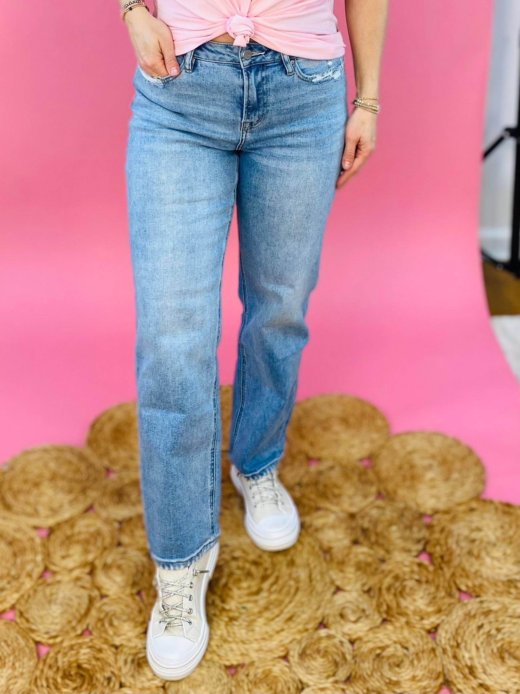 MICA HIGH RISE BAGGY STRAIGHT-210 Jeans-Mica Denim-The Lovely Closet, Women's Fashion Boutique in Alexandria, KY