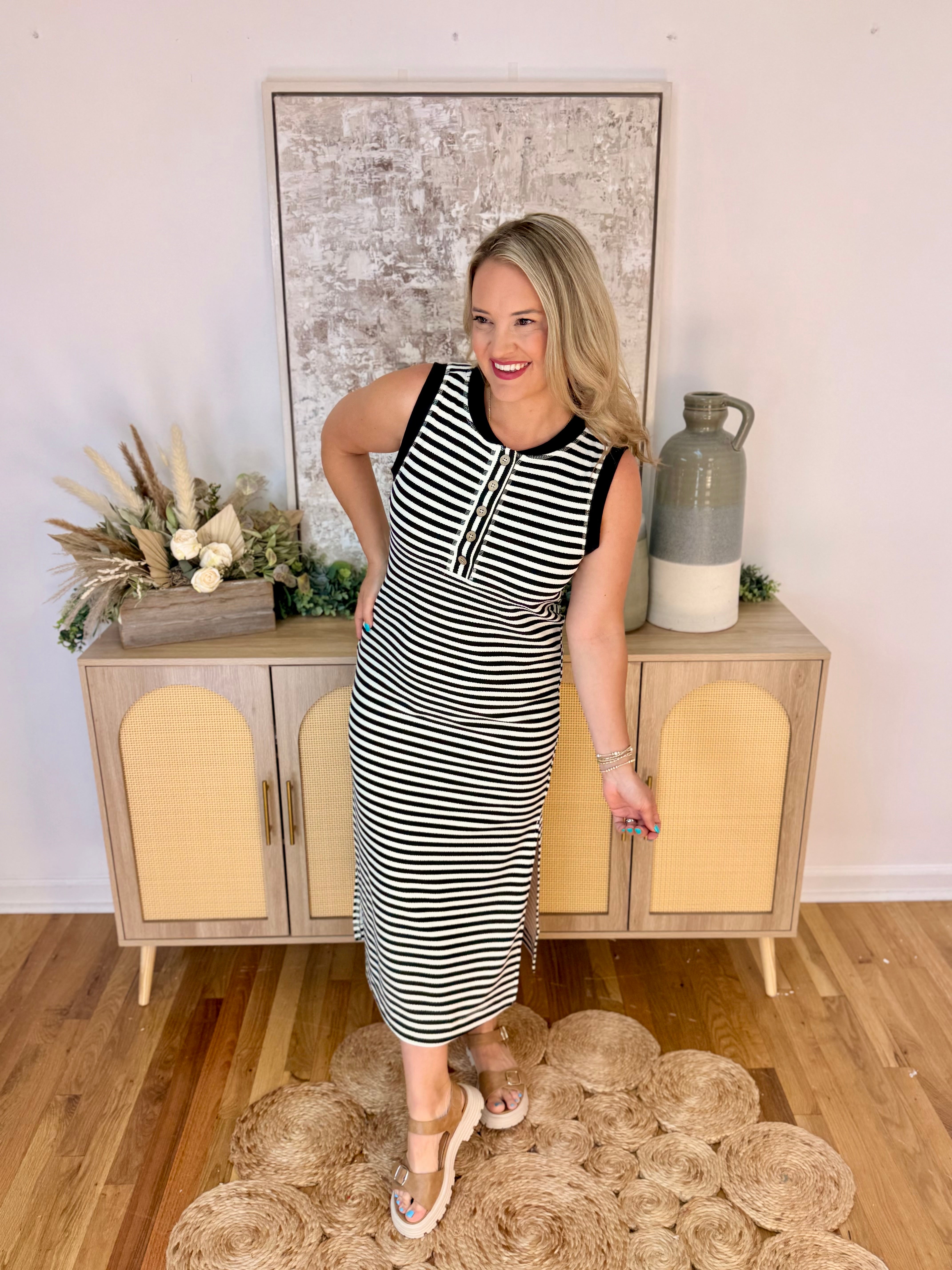 Simply Striped Midi Dress-180 Dresses-Blu Pepper-The Lovely Closet, Women's Fashion Boutique in Alexandria, KY