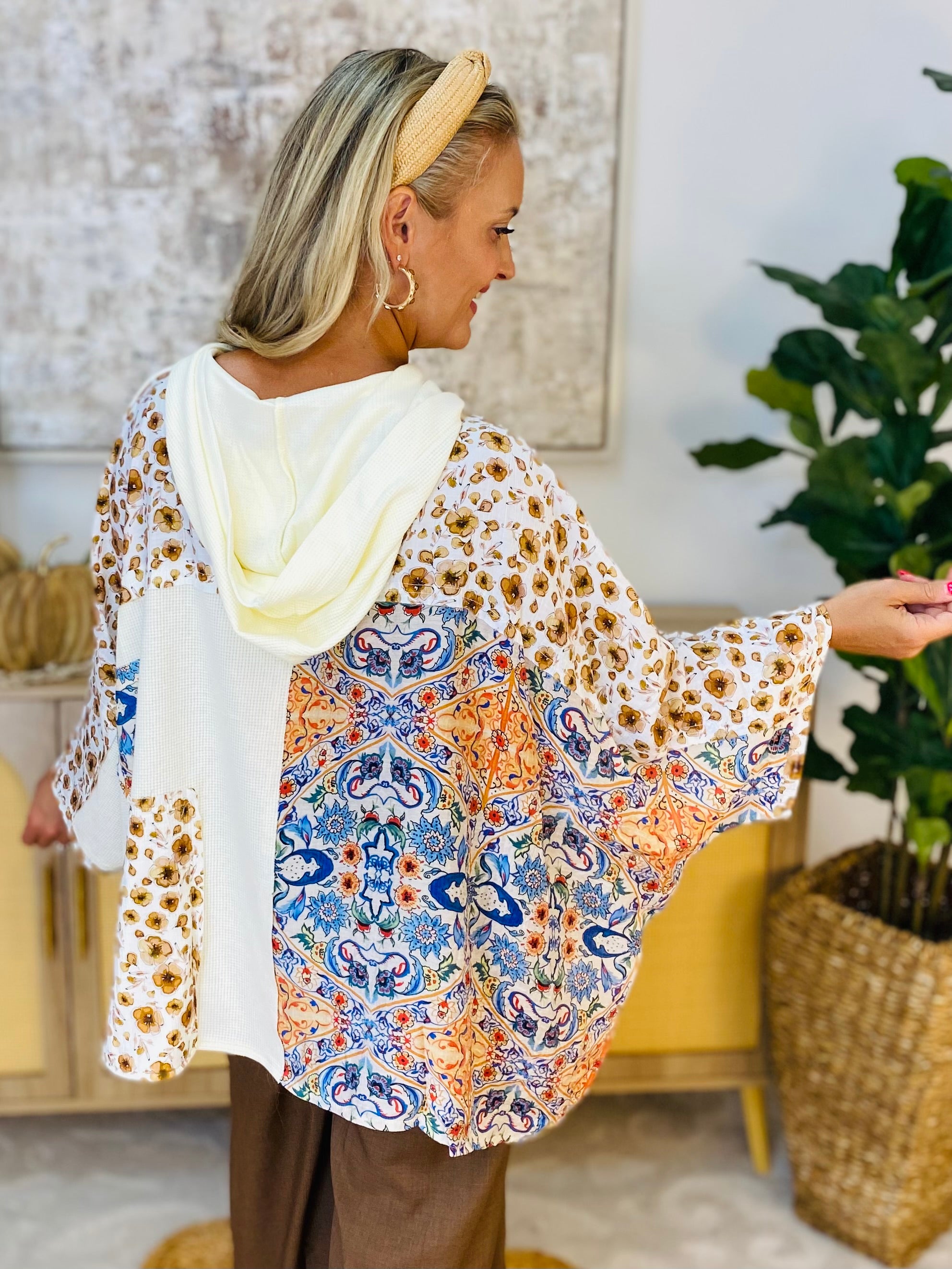 Oversize Crochet Contrast Pullover-110 Long Sleeve Top-Pol Clothing-The Lovely Closet, Women's Fashion Boutique in Alexandria, KY