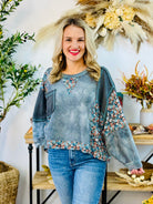 POL Oversized Floral Crochet Top-110 Long Sleeve Top-POL-The Lovely Closet, Women's Fashion Boutique in Alexandria, KY