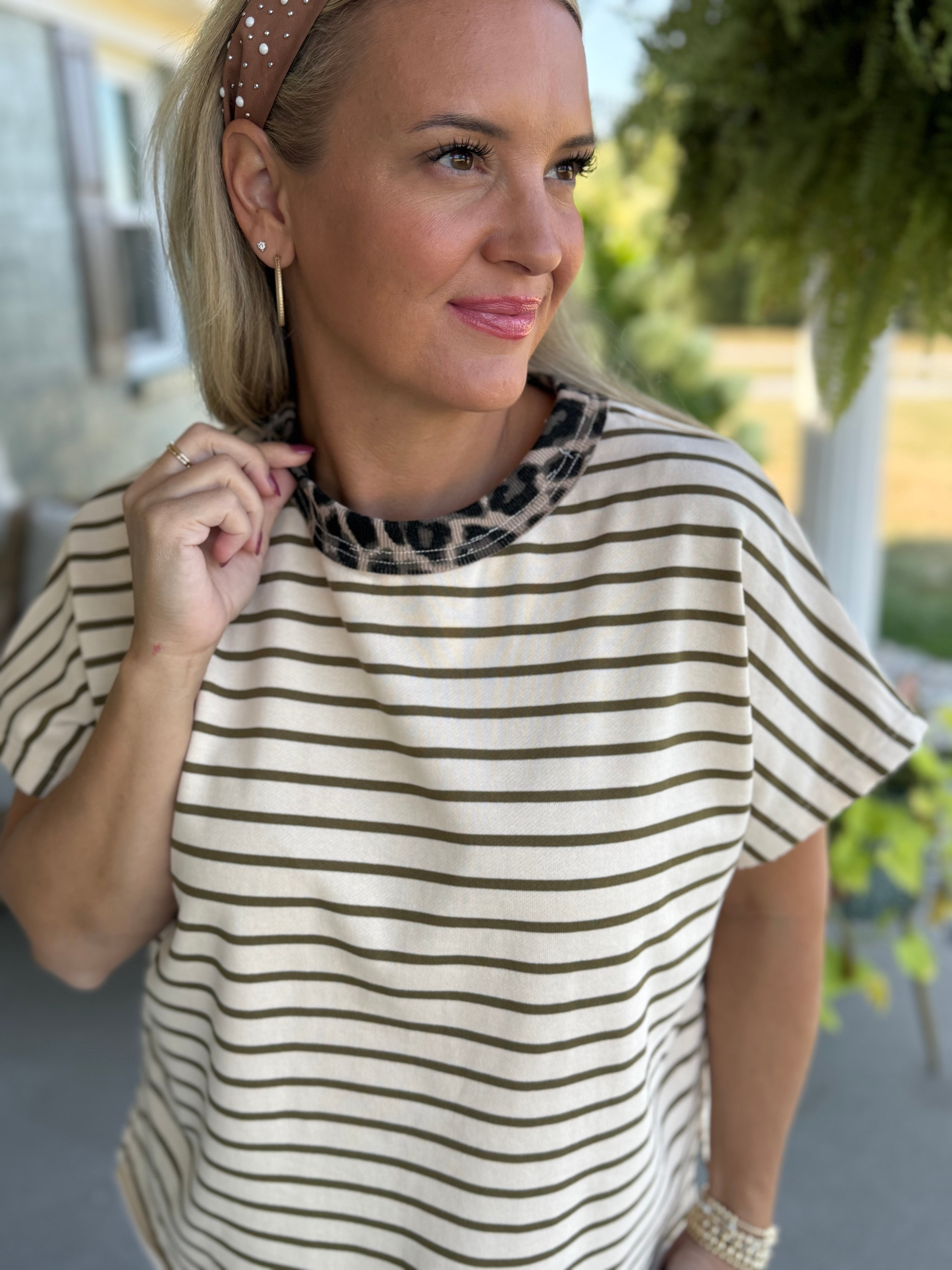 Falling for Leopard Elevated Short Sleeve Top-100 Short Sleeve Tops-Anniewear-The Lovely Closet, Women's Fashion Boutique in Alexandria, KY