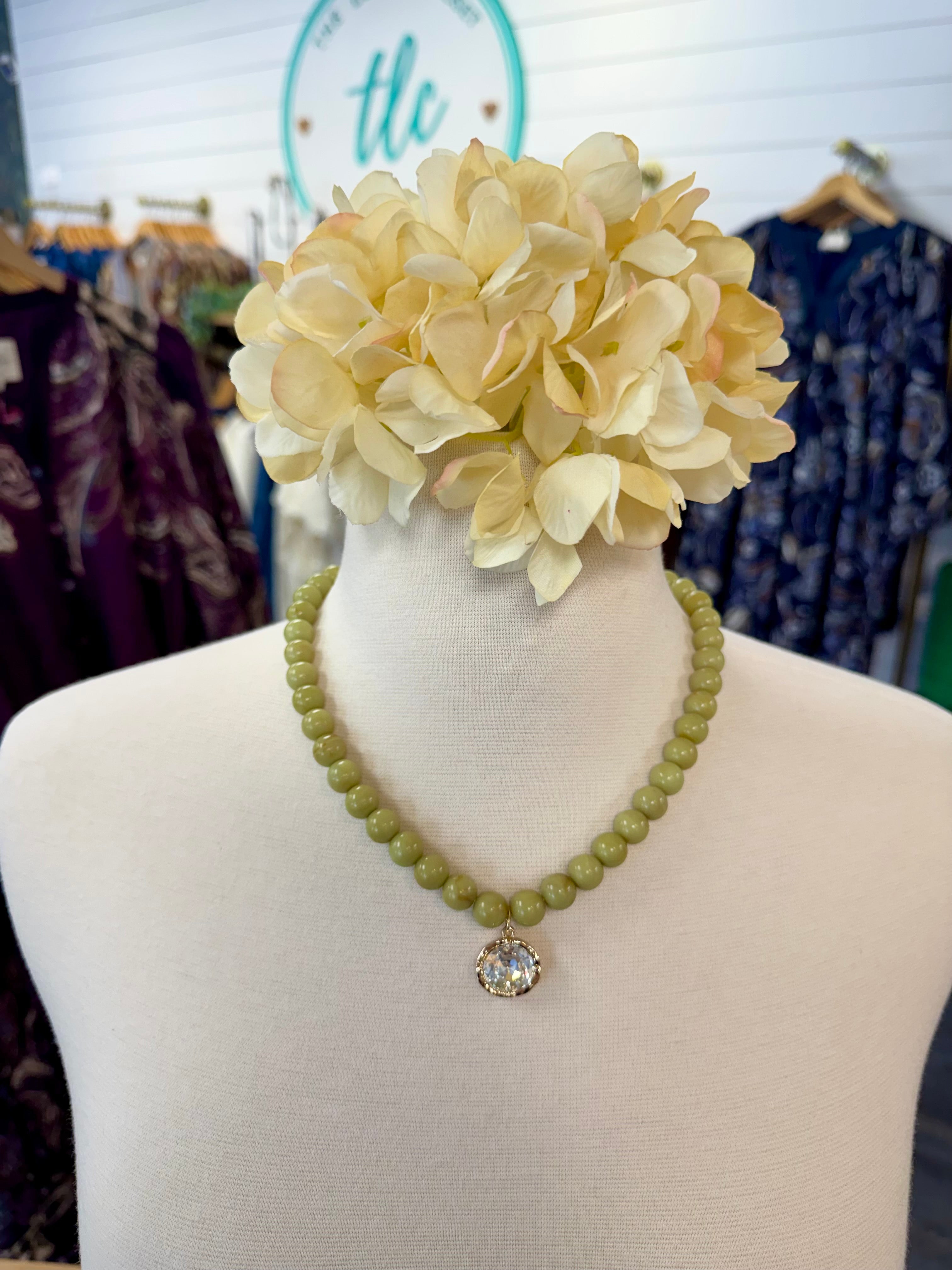 Olive Toffee Candy Bead Necklace-280 Accessories-Golden Stella-The Lovely Closet, Women's Fashion Boutique in Alexandria, KY