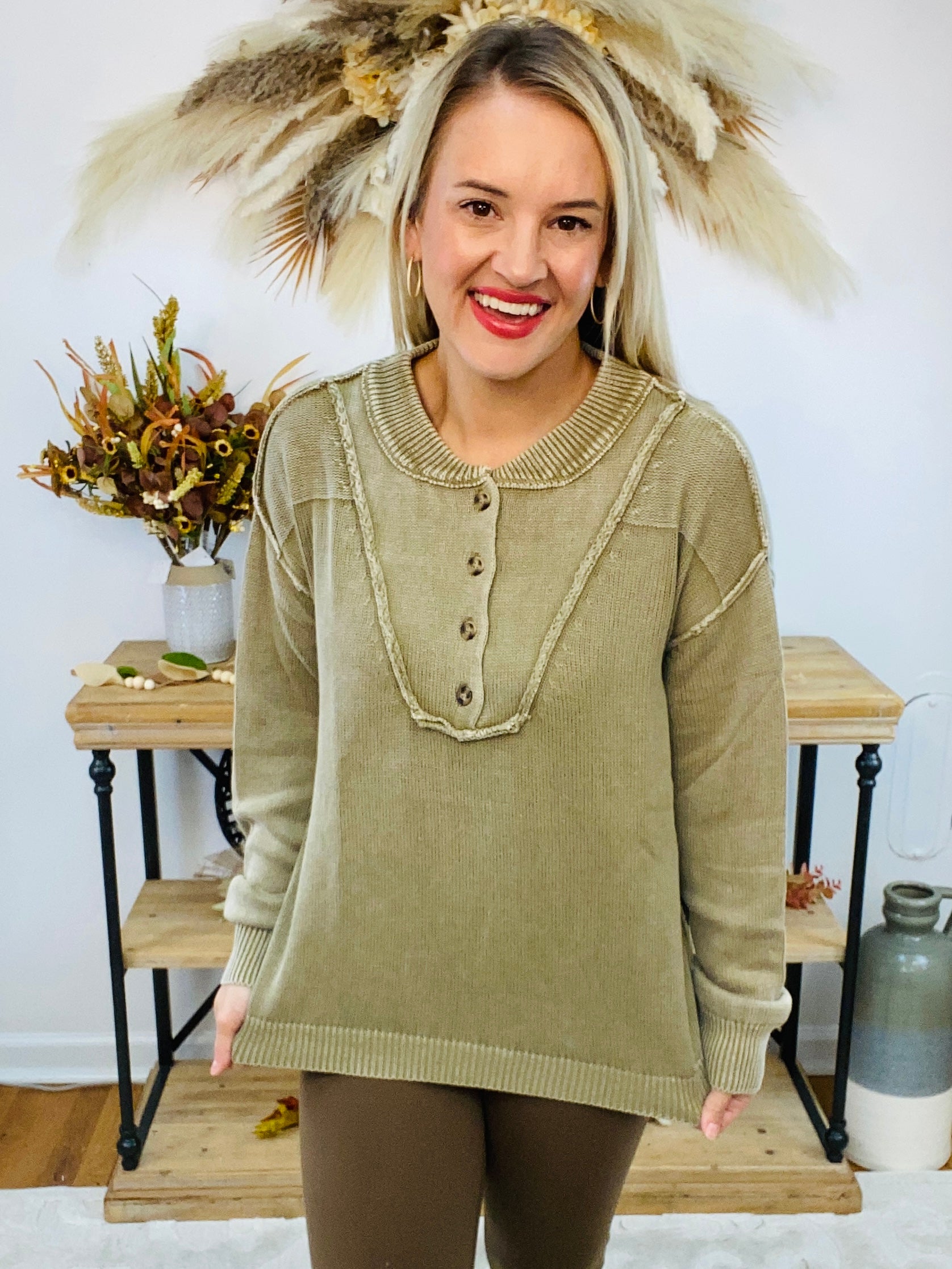 FINAL SALE - Falling For Classics Sweater - Olive-140 Sweaters-The Lovely Closet-The Lovely Closet, Women's Fashion Boutique in Alexandria, KY