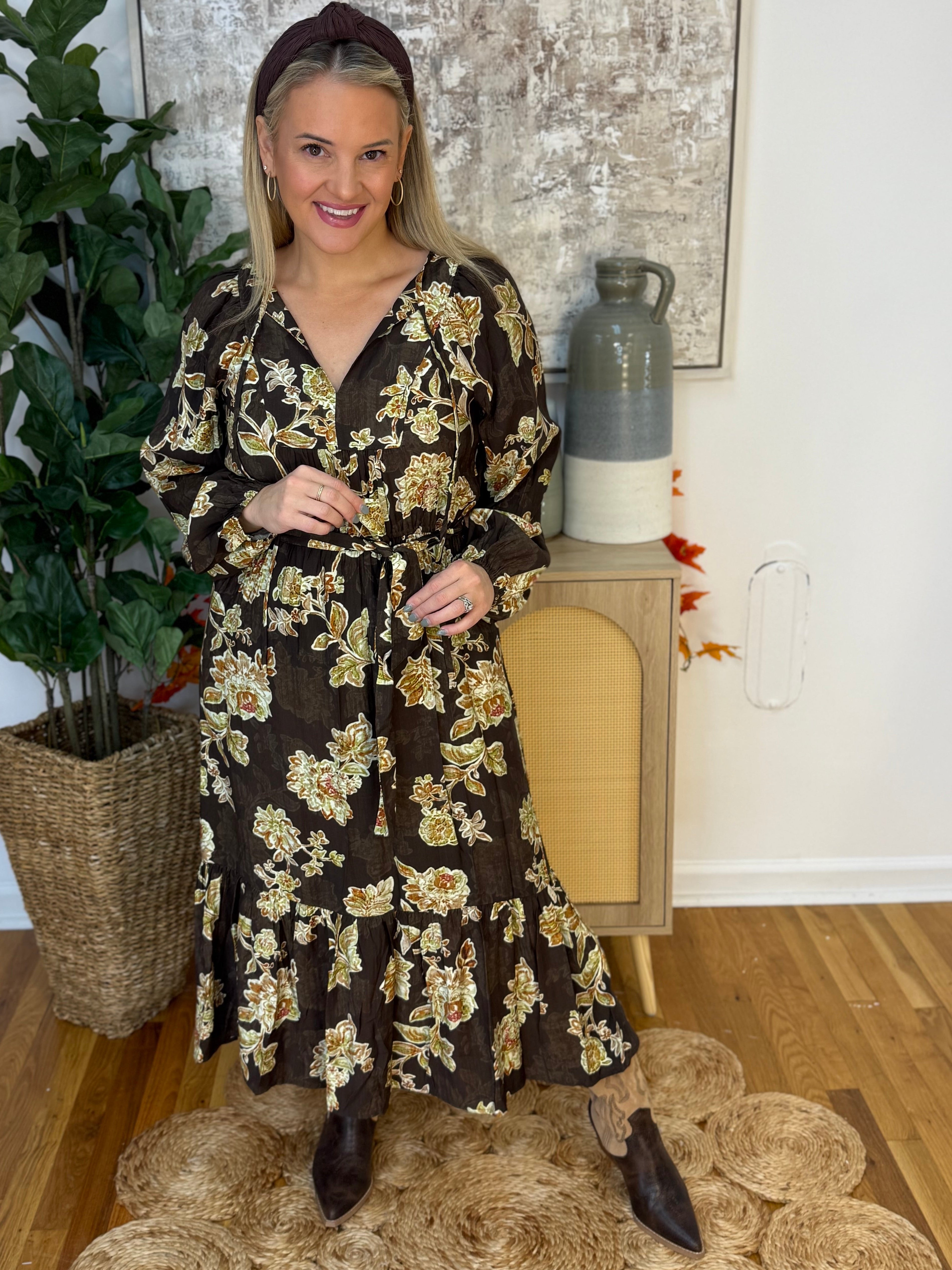 FINAL SALE- Friendsgiving Midi Dress-180 Dresses-Anniewear-The Lovely Closet, Women's Fashion Boutique in Alexandria, KY