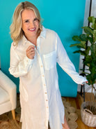 Breathable Cotton Button-Down Duster-110 Long Sleeve Top-Dear Scarlett-The Lovely Closet, Women's Fashion Boutique in Alexandria, KY
