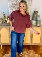 Let's Getaway Short Sleeve Sweater - Burgundy-140 Sweaters-Blu Pepper-The Lovely Closet, Women's Fashion Boutique in Alexandria, KY
