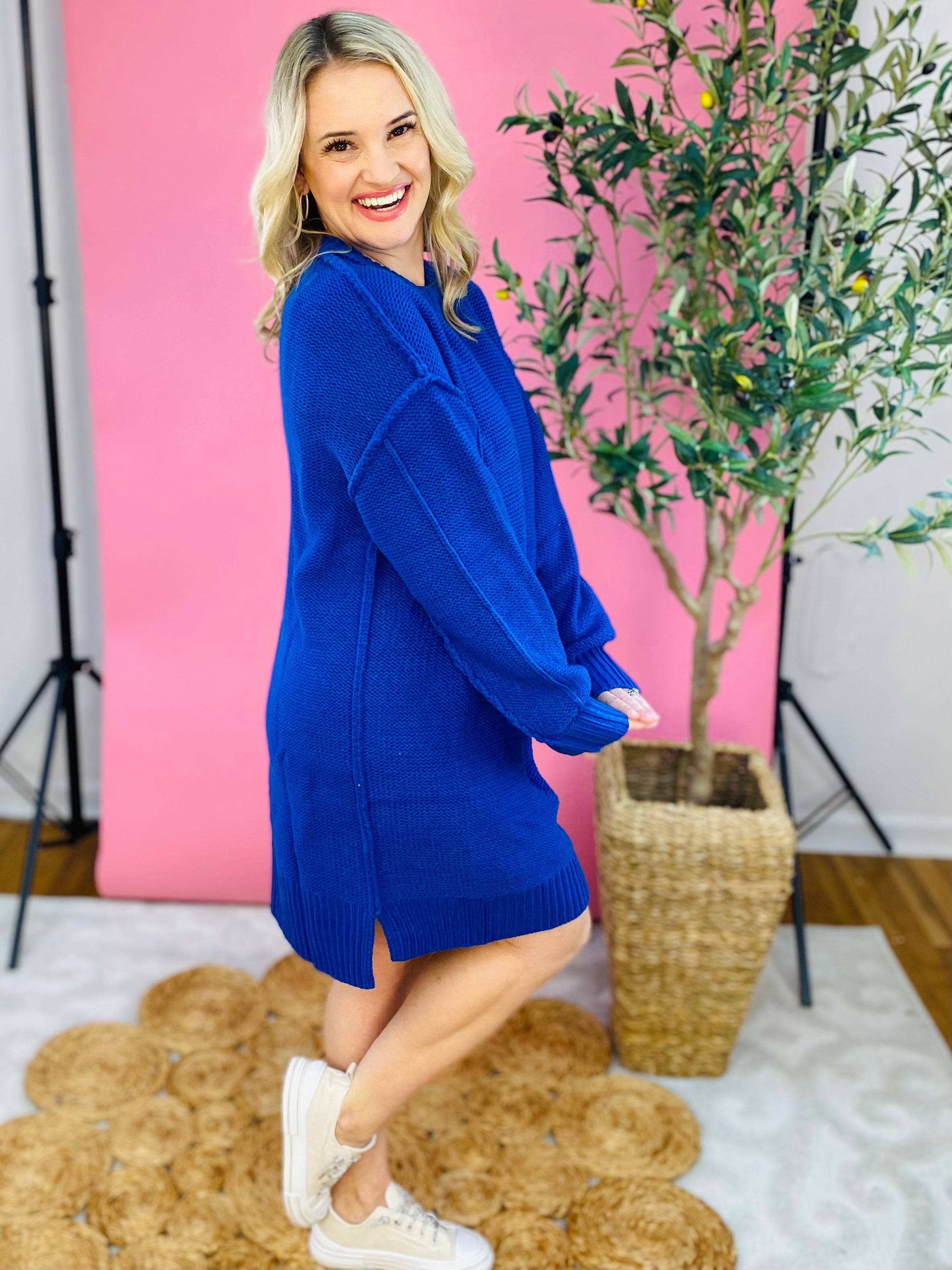 FINAL SALE - Date Night Sweater Dress - Royal Blue-999 History-very j-The Lovely Closet, Women's Fashion Boutique in Alexandria, KY