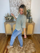 Let's Getaway Short Sleeve Sweater - Sage-100 Short Sleeve Tops-Blu Pepper-The Lovely Closet, Women's Fashion Boutique in Alexandria, KY